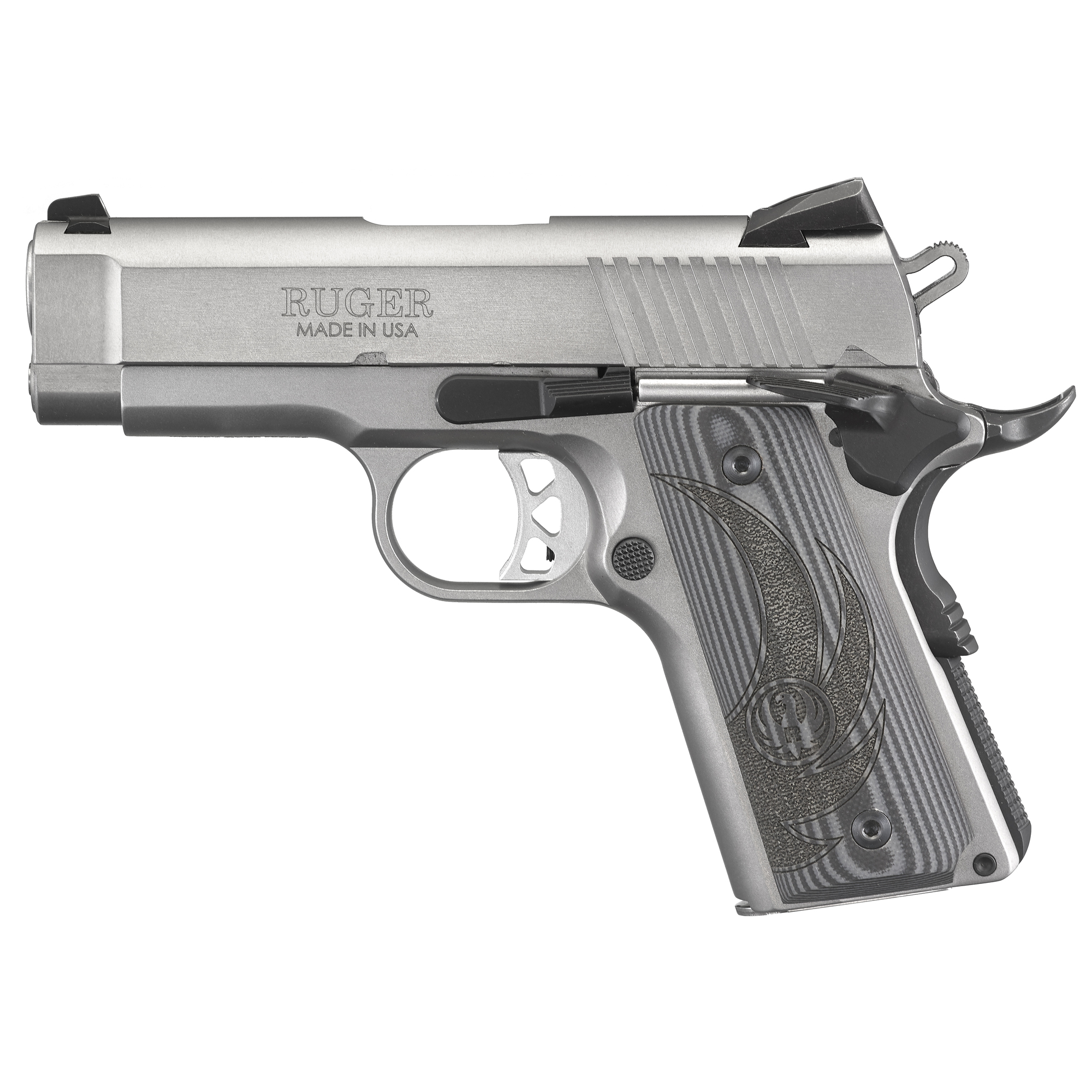 Ruger SR1911 3.6″ 45 ACP 7rd Drift Adjustable Novak 3 Dot – Silver