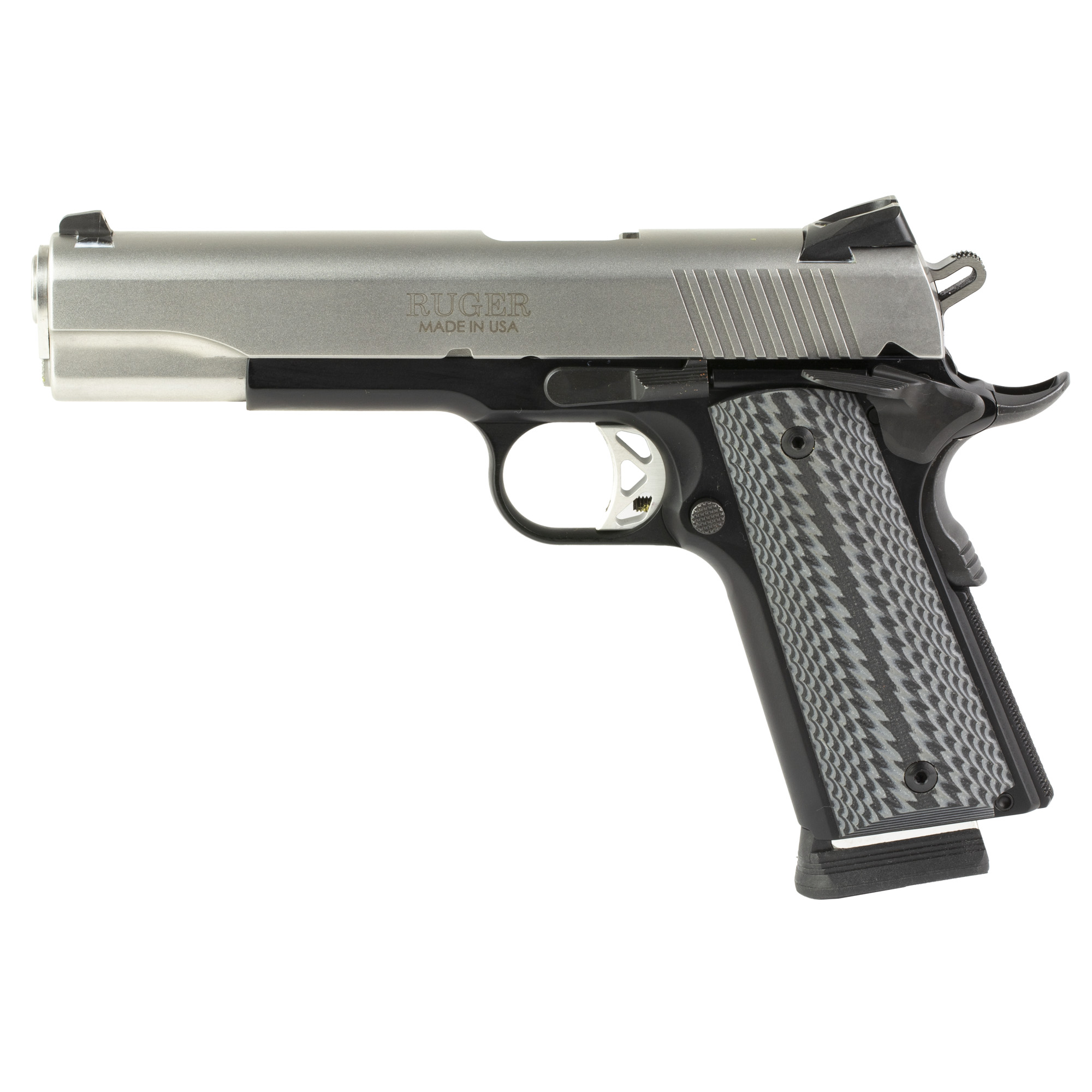 Ruger SR1911 5″ 45 ACP 8rd Drift Adjustable Novak 3 Dot – Black, Silver