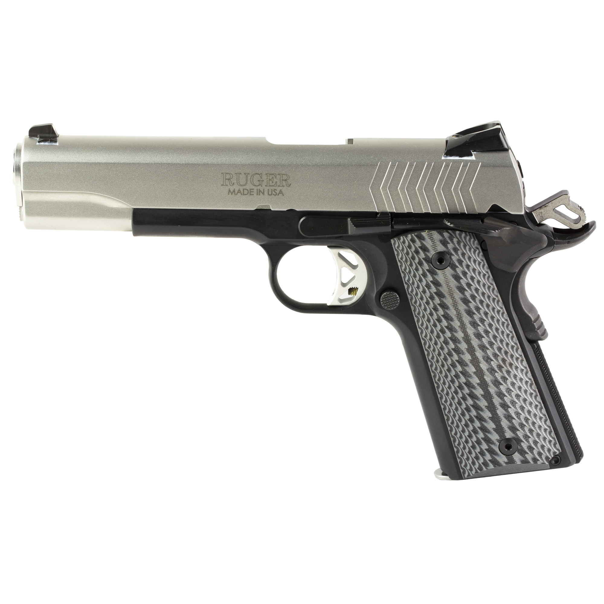 Ruger SR1911 5″ 9mm 9rd Drift Adjustable Novak 3 Dot – Black, Silver