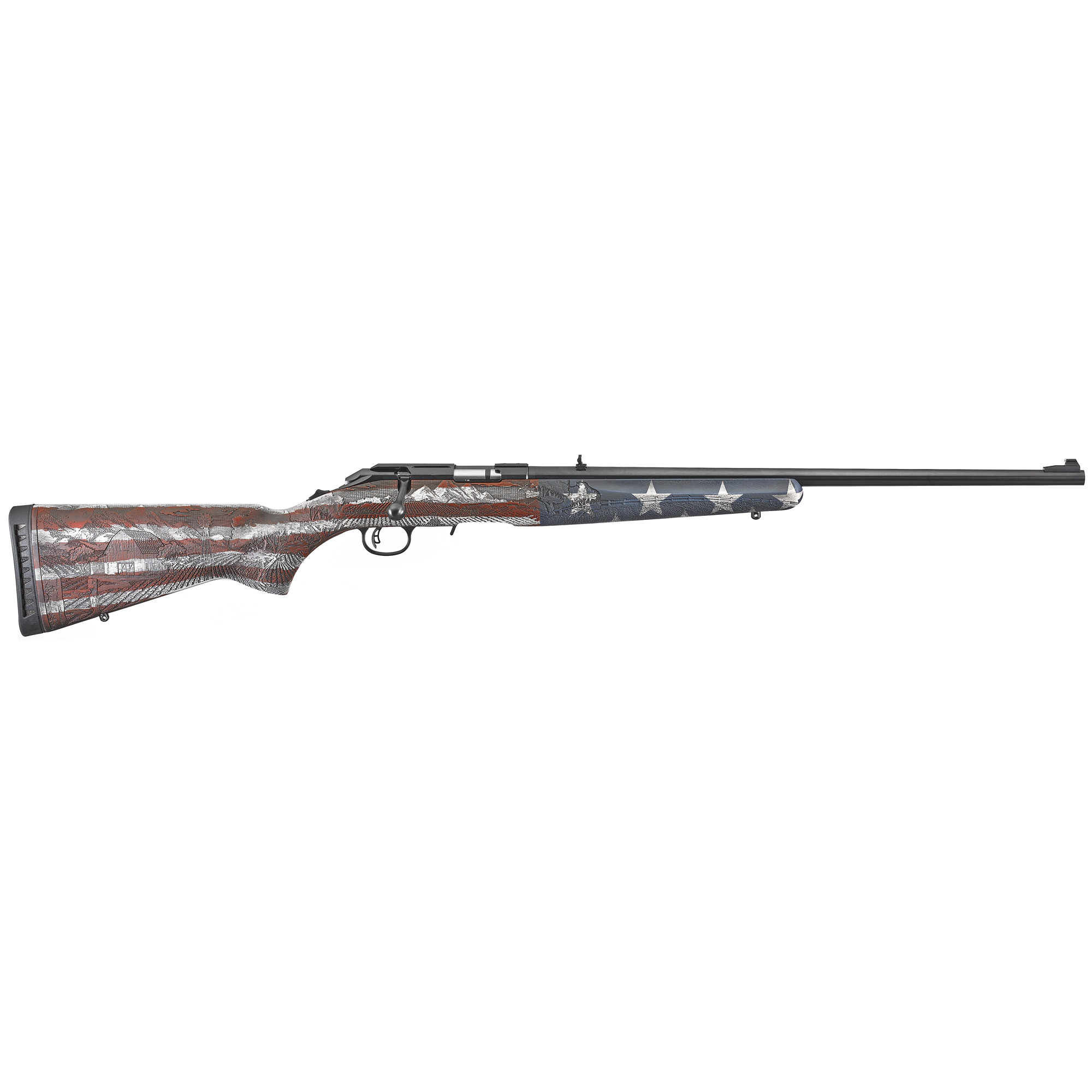 Ruger American Rimfire LRT TALO Rifle 22″ 22 LR 10rd – Red, White, Blue