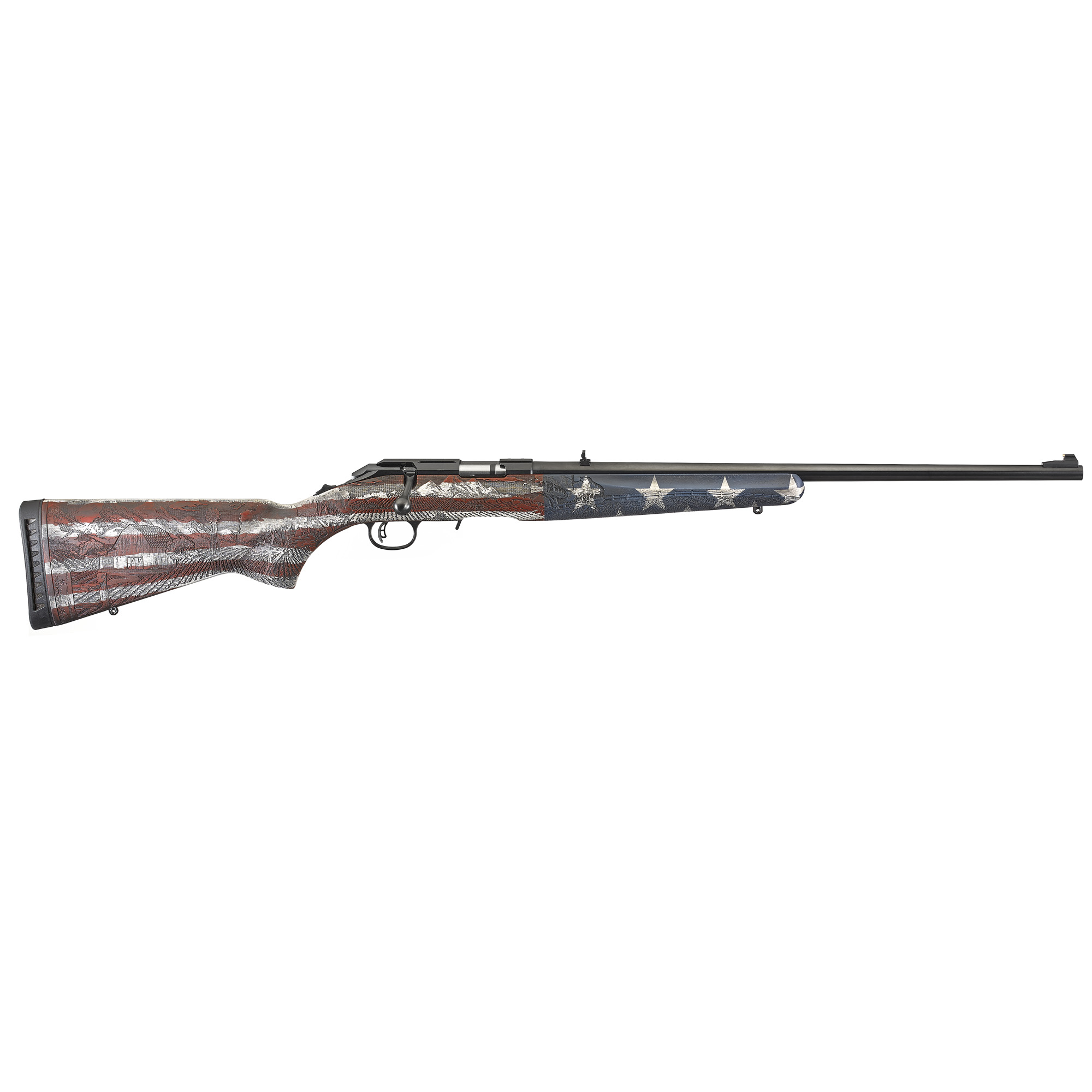 Ruger American Rimfire LRT TALO Rifle 22″ 22 WMR 9rd – Red, White, Blue