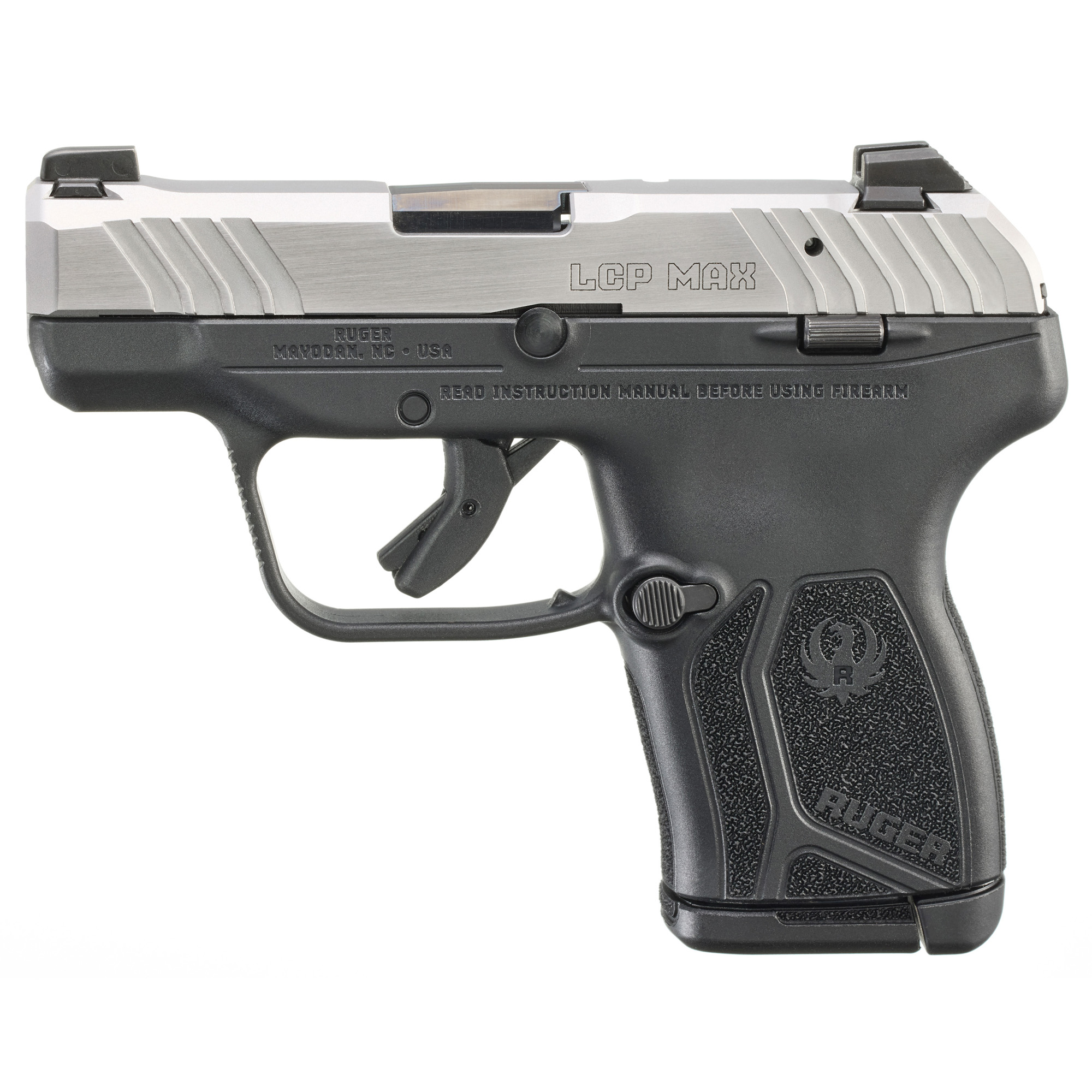 Ruger LCP MAX Double Action Only 2.8″ 380 ACP 10rd Night Sight Front Only – Black, Silver