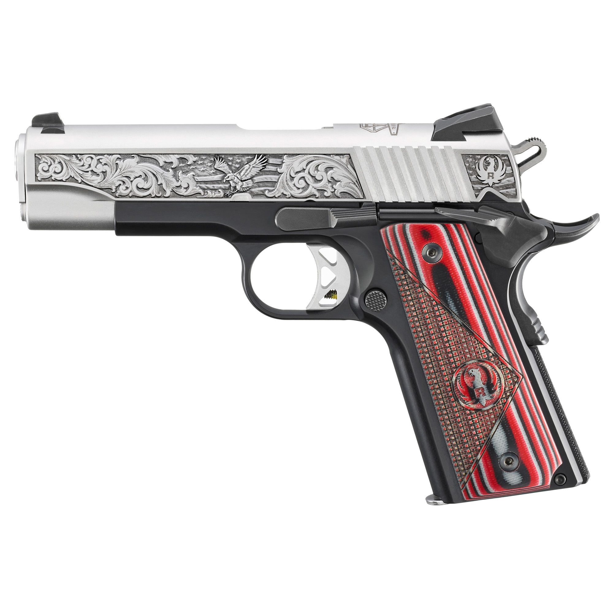 Ruger SR1911 Red Barn Street Edition 4.25″ 45 ACP 7rd Drift Adjustable Novak 3 Dot – Black, Silver