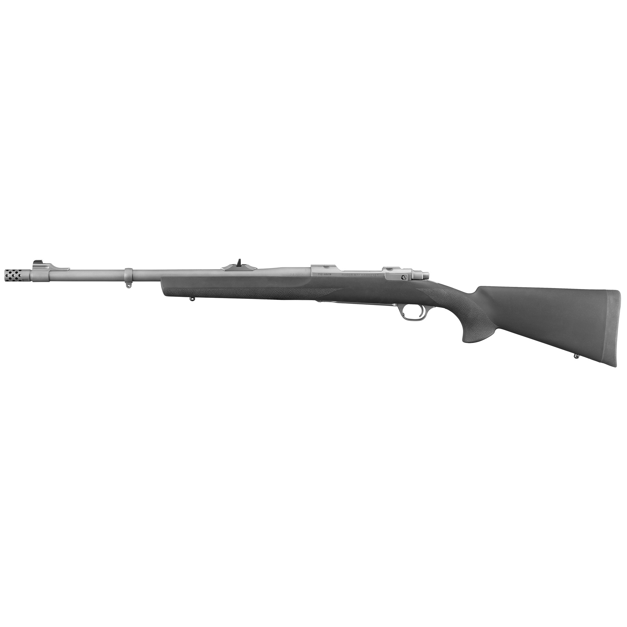 Ruger Hawkeye Alaskan Rifle 20″ 338 Winchester 3rd Adjustable Rear, Bead Front Sight – Silver