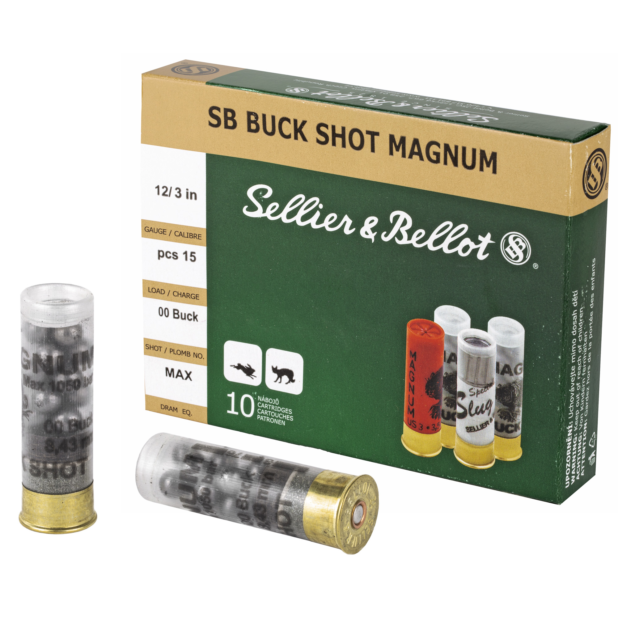 Sellier & Bellot Shotshell 12 Gauge 3″ 00 Buck Buckshot – 10rd