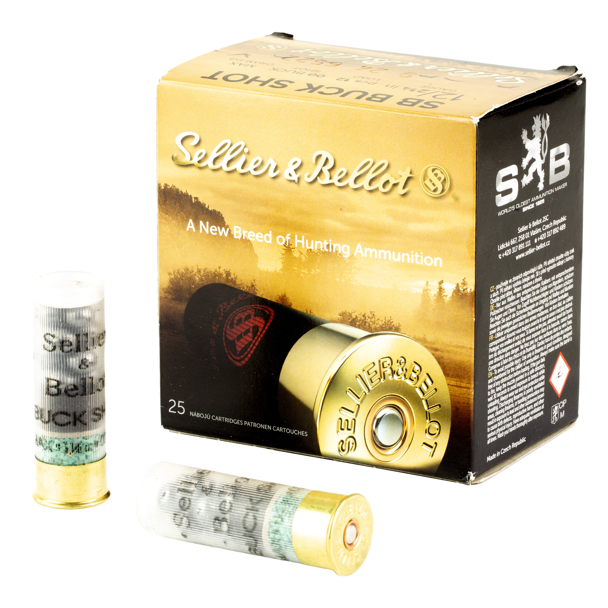 Sellier & Bellot Shotshell 12 Gauge 2.75″ 00 Buck Buckshot – 25rd