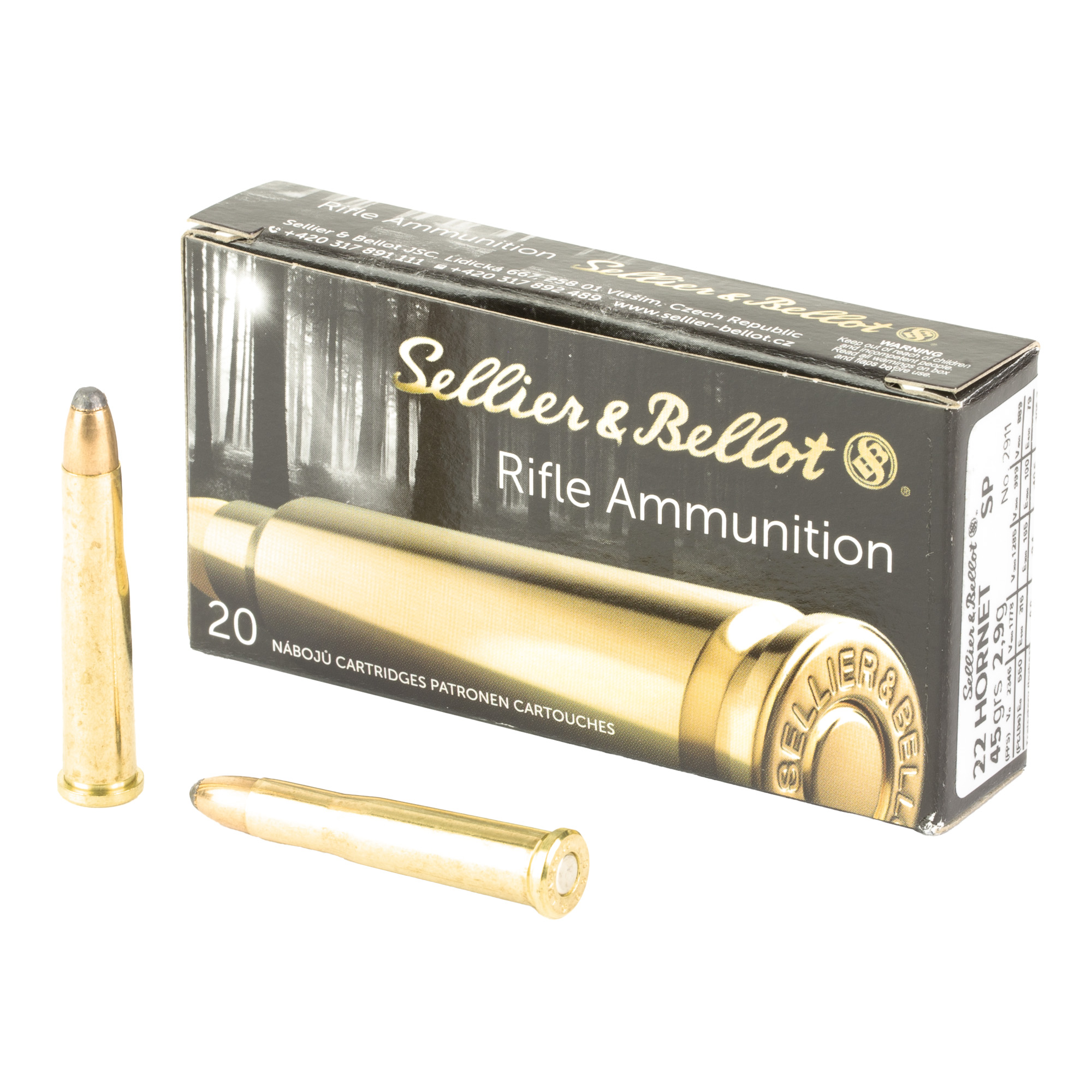 Sellier & Bellot Rifle 22 Hornet 45gr Soft Point – 20rd