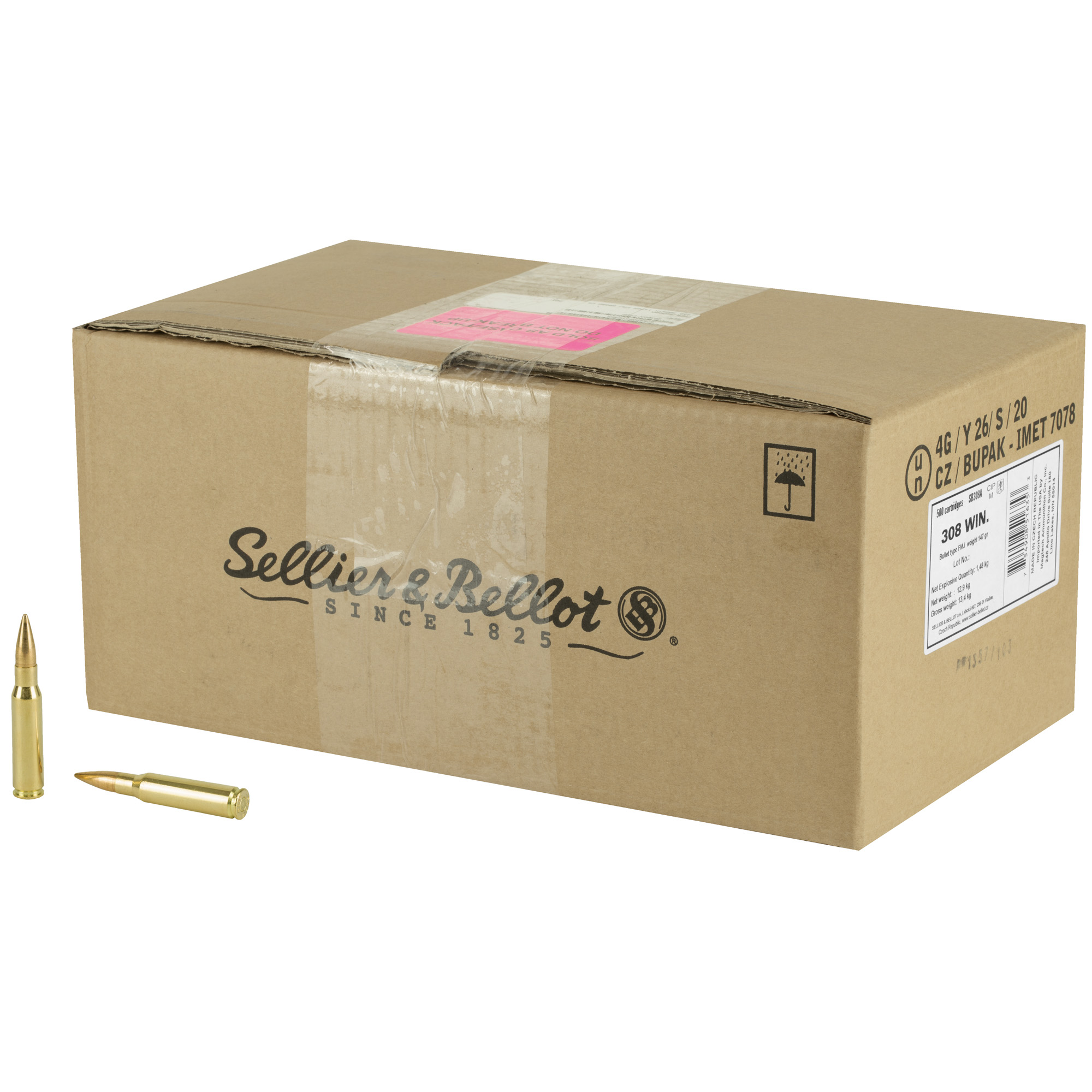 Sellier & Bellot Rifle 308 Winchester 147gr Full Metal Jacket – 500rd