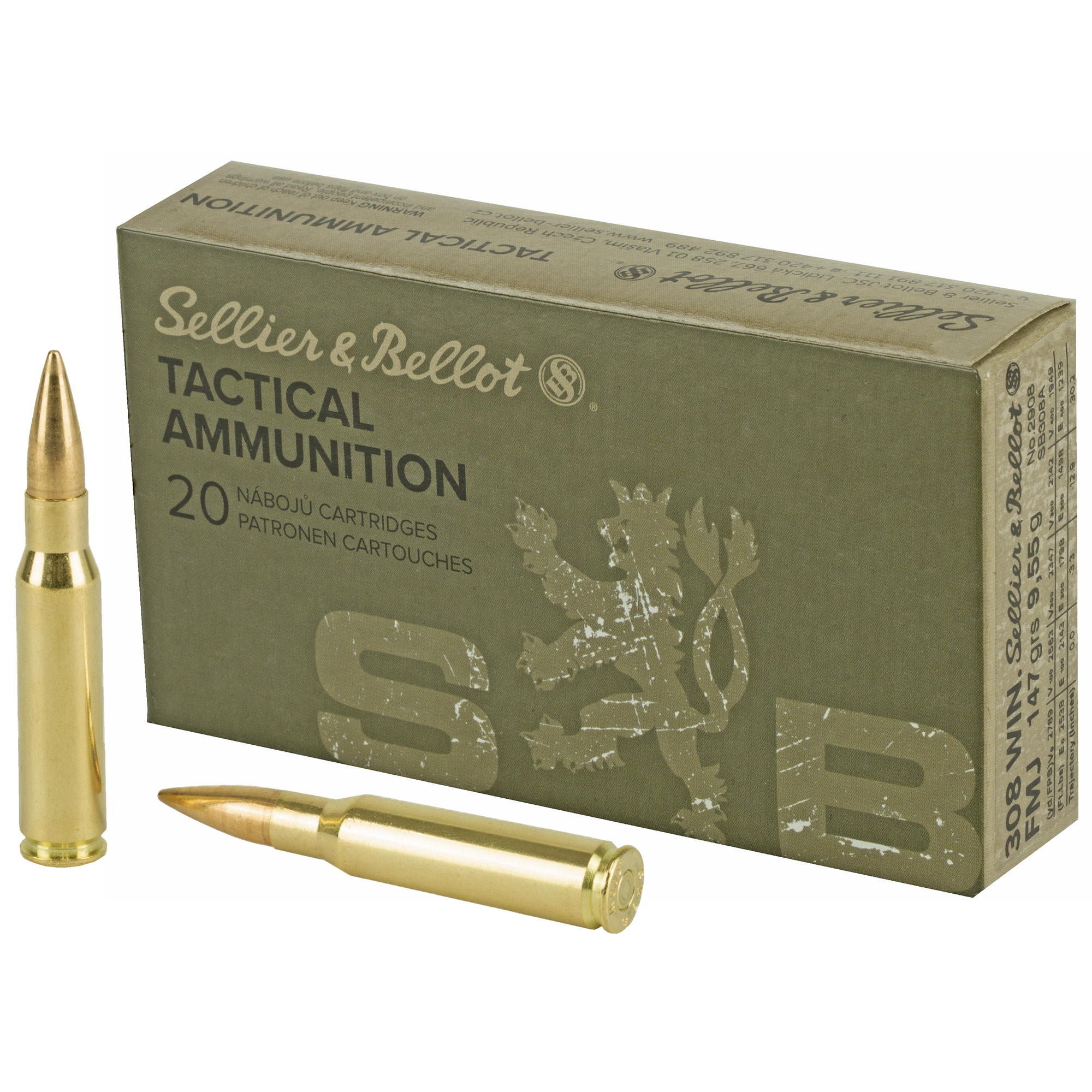 Sellier & Bellot Rifle 308 Winchester 147gr Full Metal Jacket – 20rd