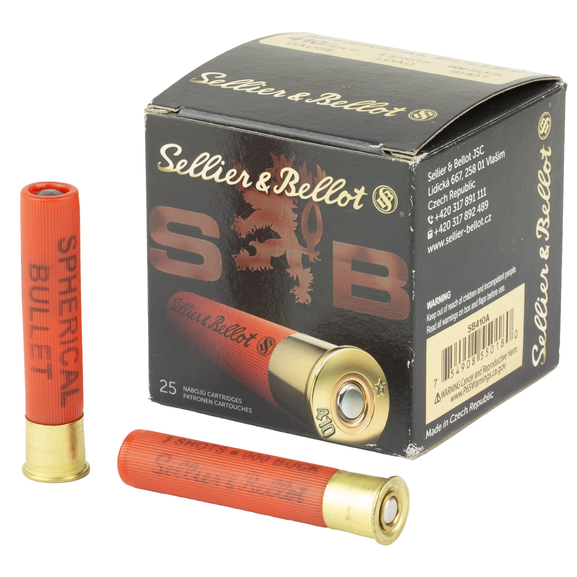 Sellier & Bellot Shotshell 410 Gauge 2.5″ 3 Pellets Buckshot – 25rd