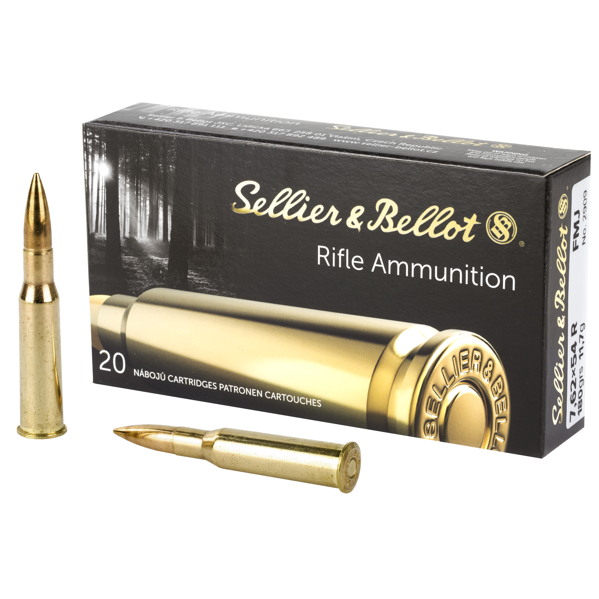 Sellier & Bellot Rifle 7.62X54R 180gr Full Metal Jacket – 20rd