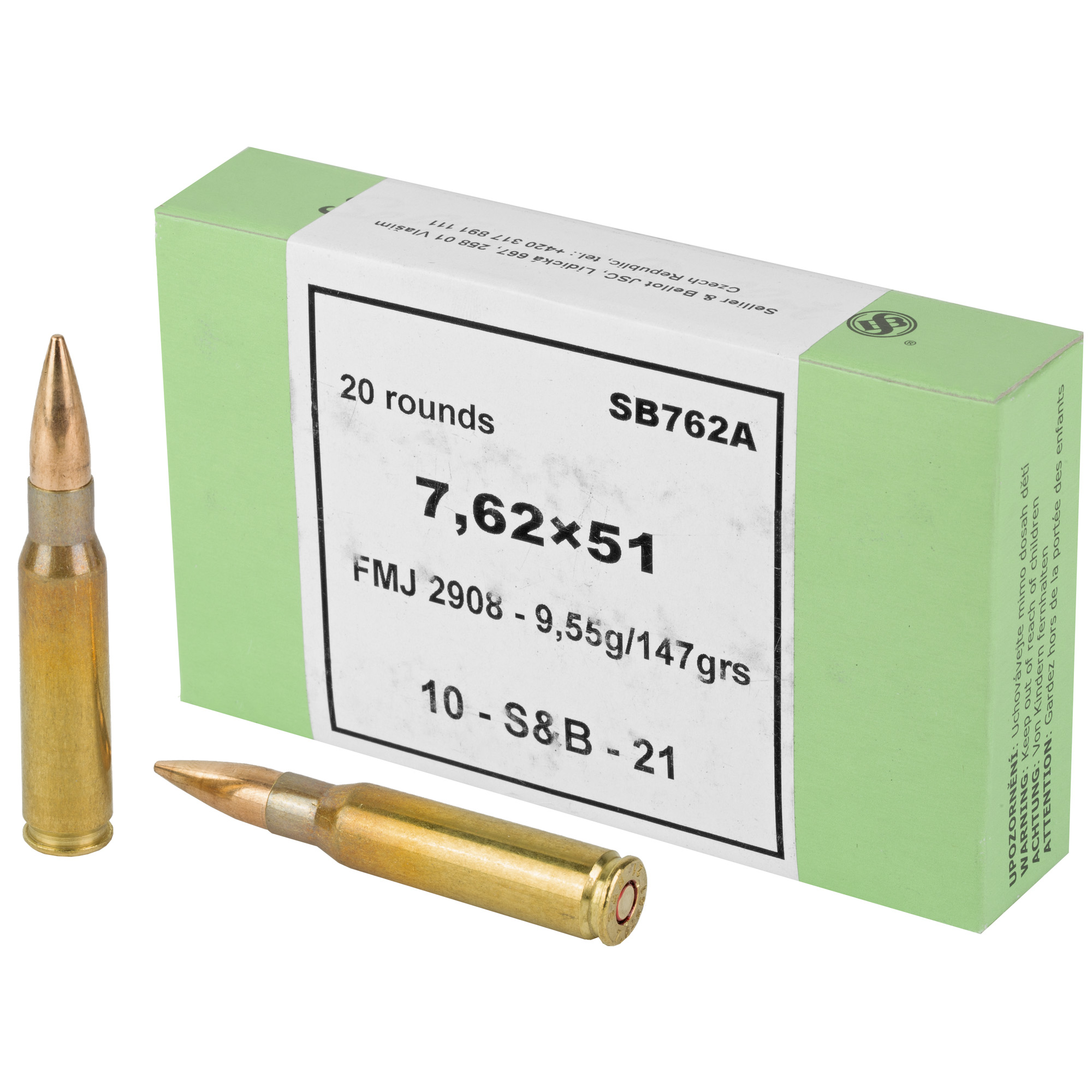 Sellier & Bellot Rifle 7.62 NATO 147gr Full Metal Jacket – 20rd