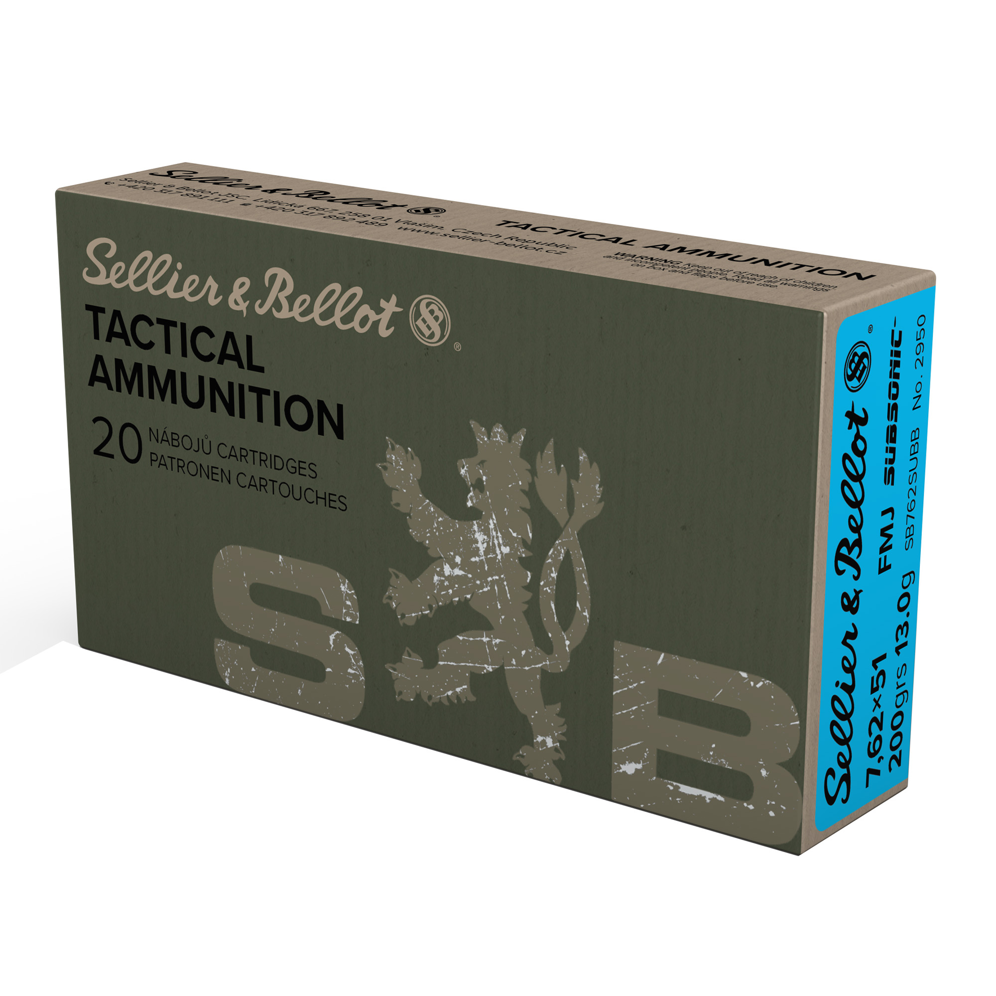 Sellier & Bellot Subsonic 7.62 NATO 200gr Full Metal Jacket – 20rd