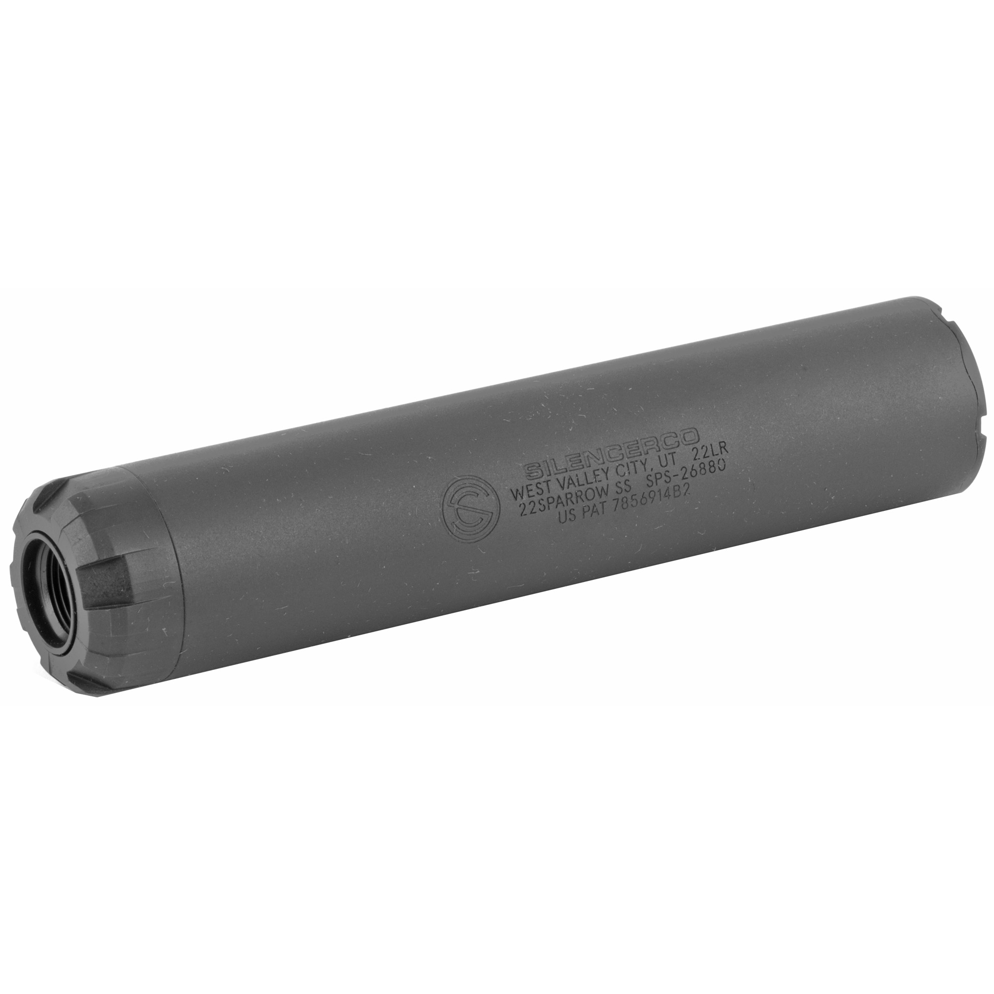 SilencerCo 22Sparrow Suppressor 5.08″ 22LR, 17HMR, 22MAG, 5.7 Stainless Steel – Black