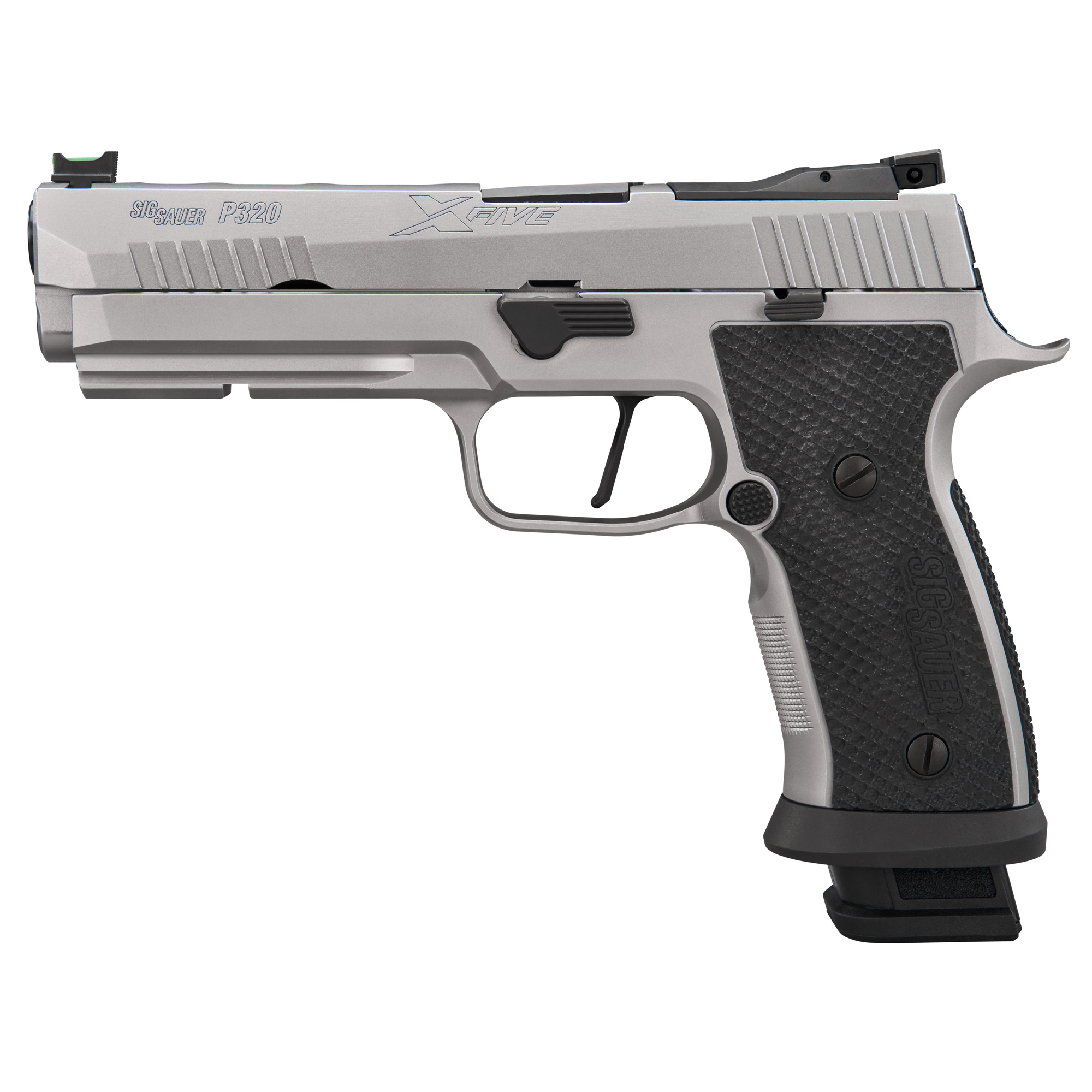 Sig Sauer P320 XFIVE SXG Striker Fired 5″ 9mm 21rd Fiber Optic – Silver