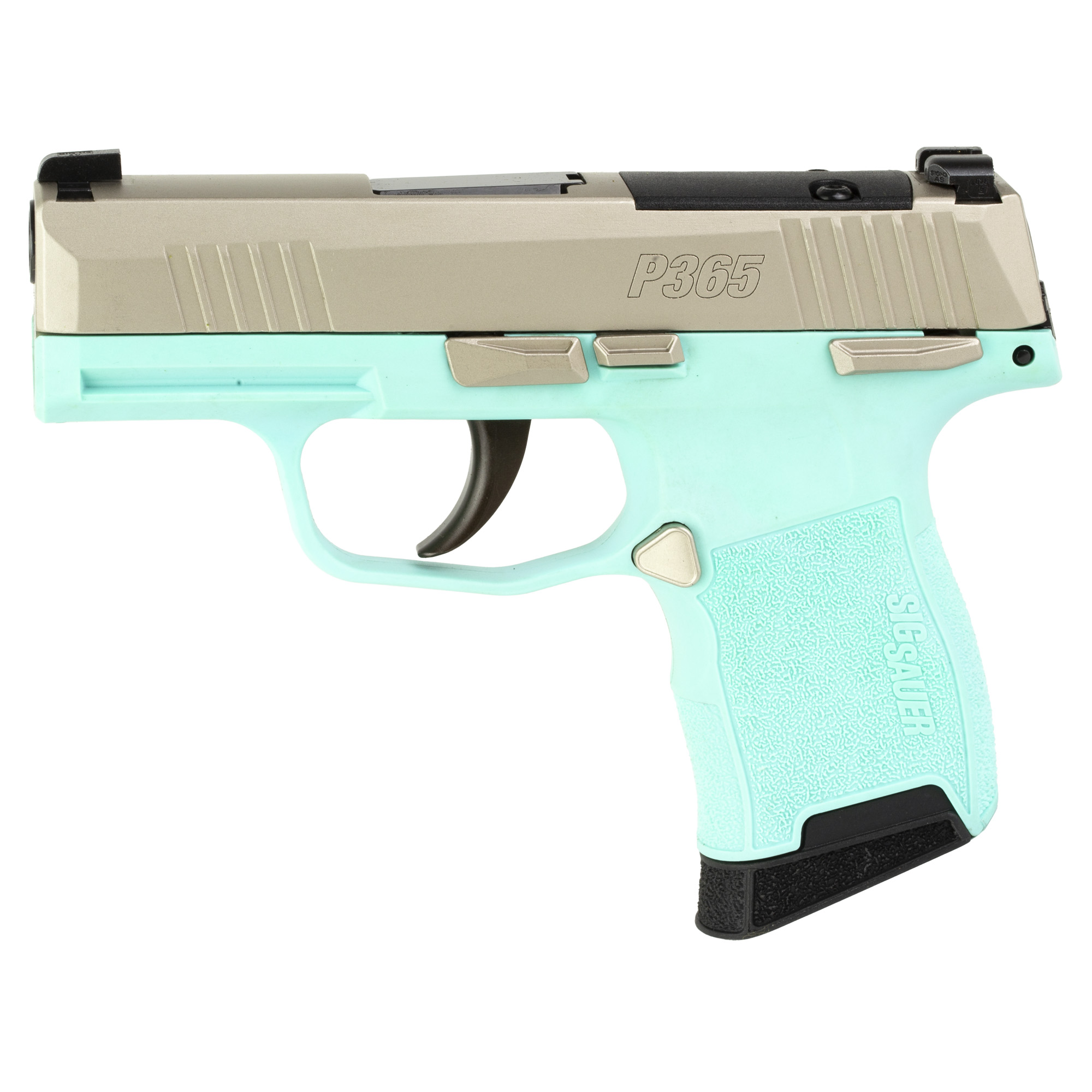 Sig Sauer P365 Striker Fired 3.1″ 380 ACP 10rd Siglite Night Sights – Robin’s Egg Blue, Silver