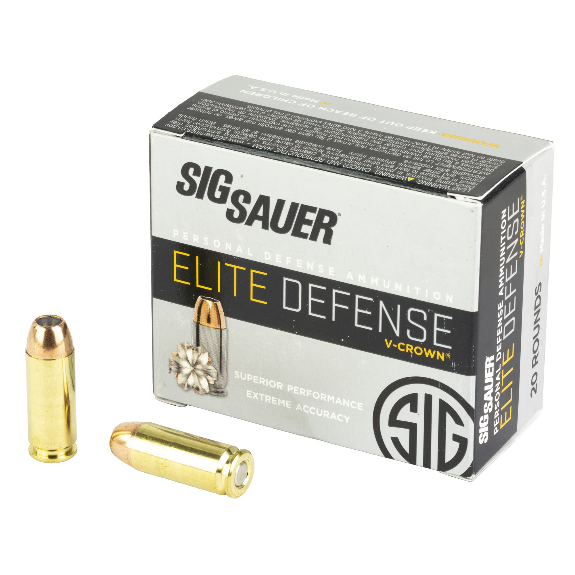 Sig Sauer Elite Performance V-Crown 10mm 200gr Jacketed Hollow Point – 20rd