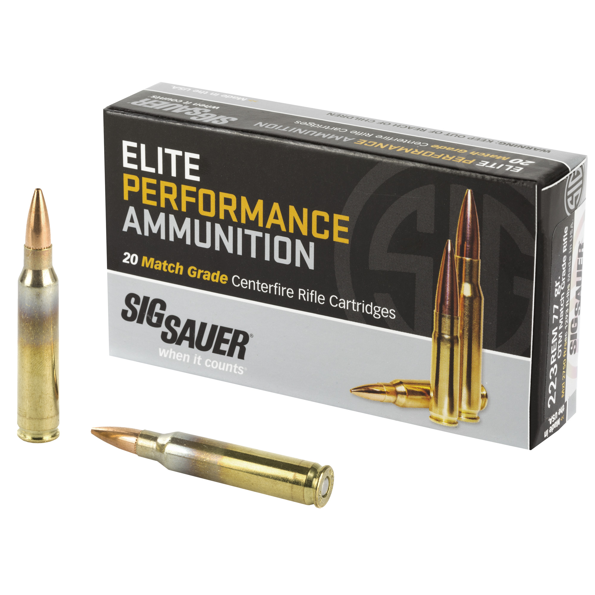 Sig Sauer Elite Performance Match 223 Remington 77gr Open Tip Match – 20rd