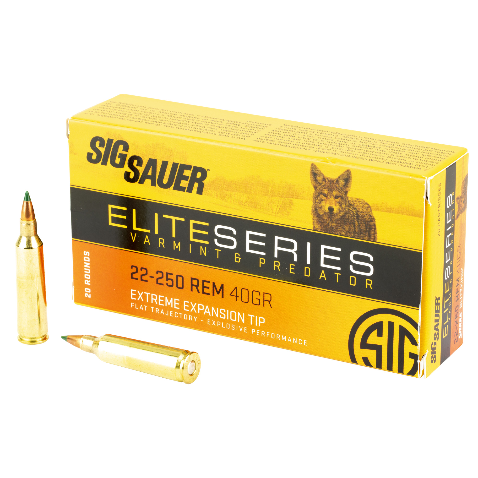 Sig Sauer Elite Series Varmint & Predator 22-250 Remington 40gr Hybrid Target – 20rd