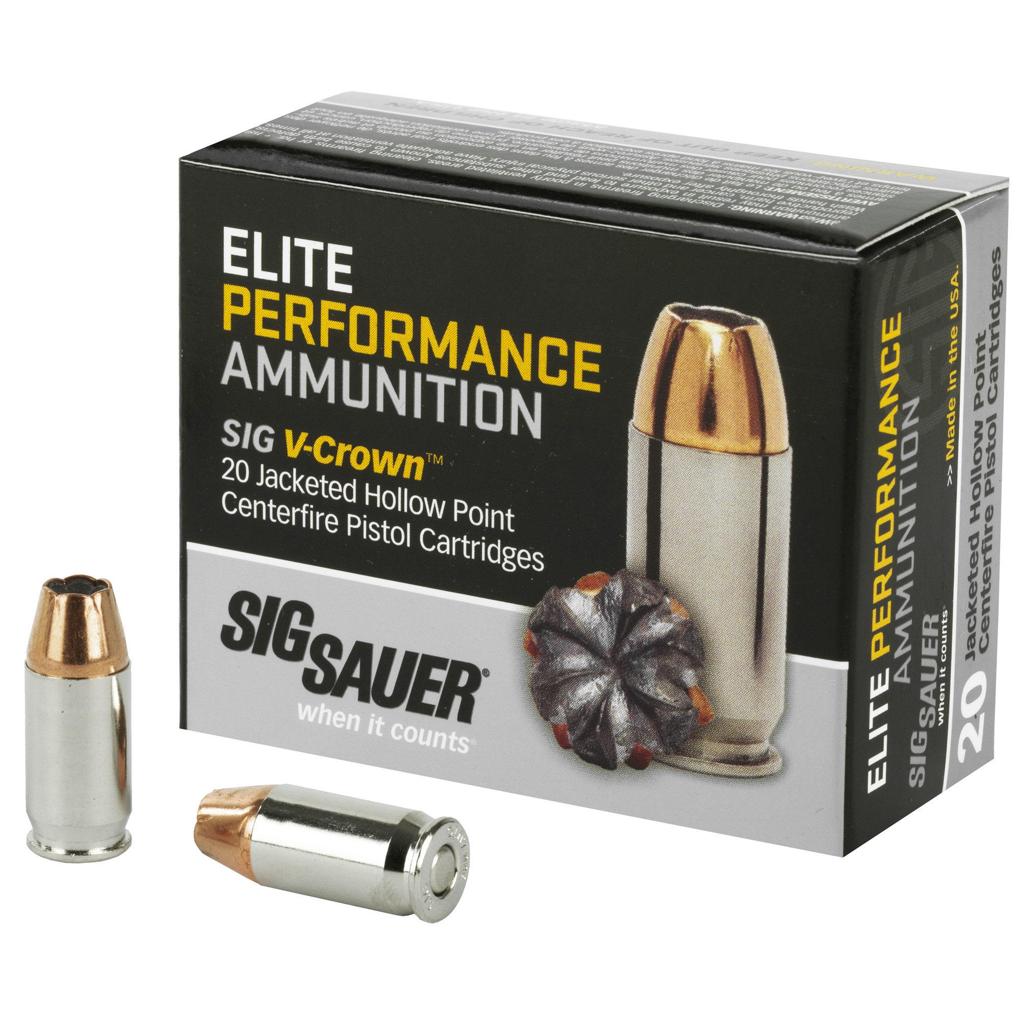 Sig Sauer Elite Performance V-Crown 380 ACP 90gr Jacketed Hollow Point – 20rd