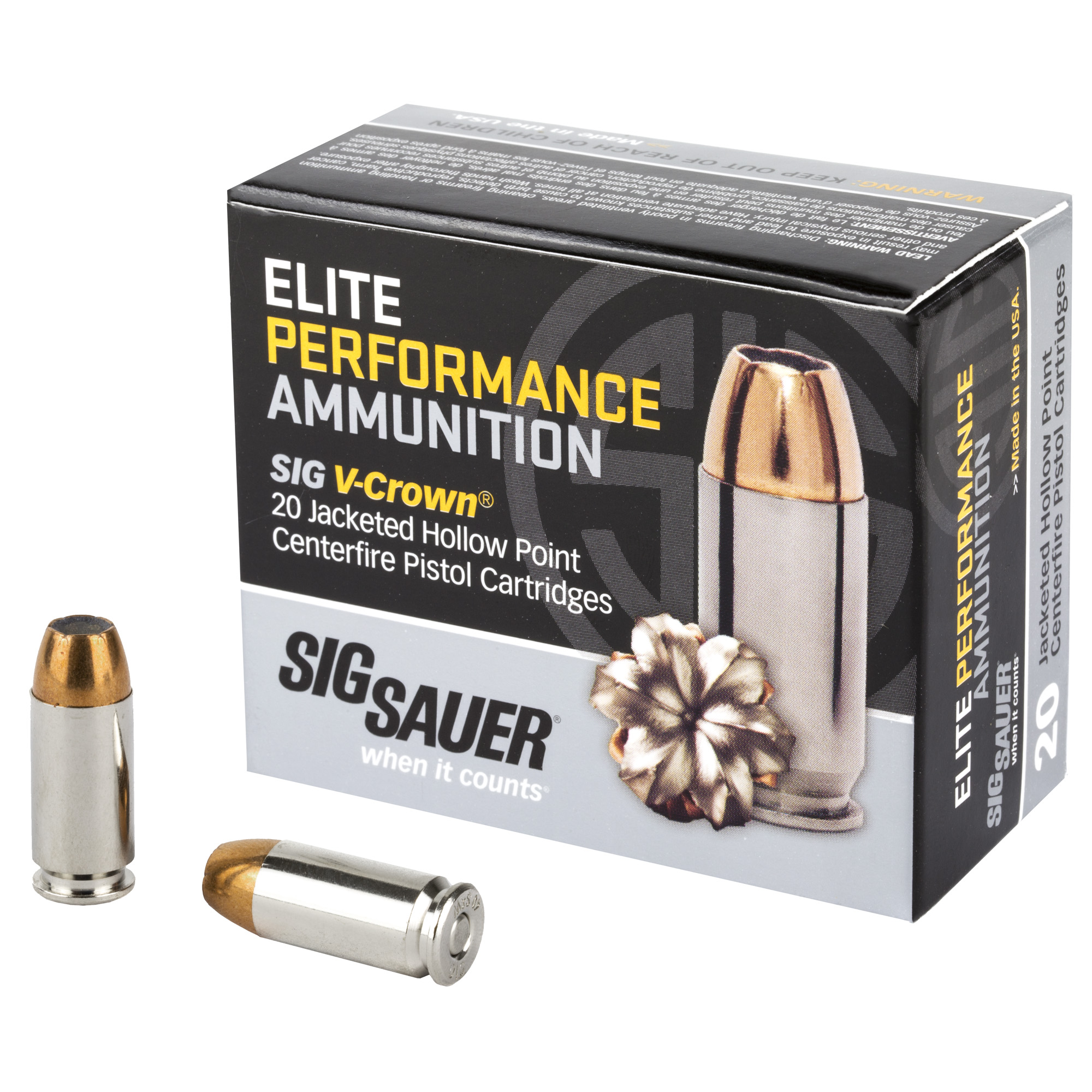 Sig Sauer Elite Performance V-Crown 40 S&W 165gr Jacketed Hollow Point – 20rd