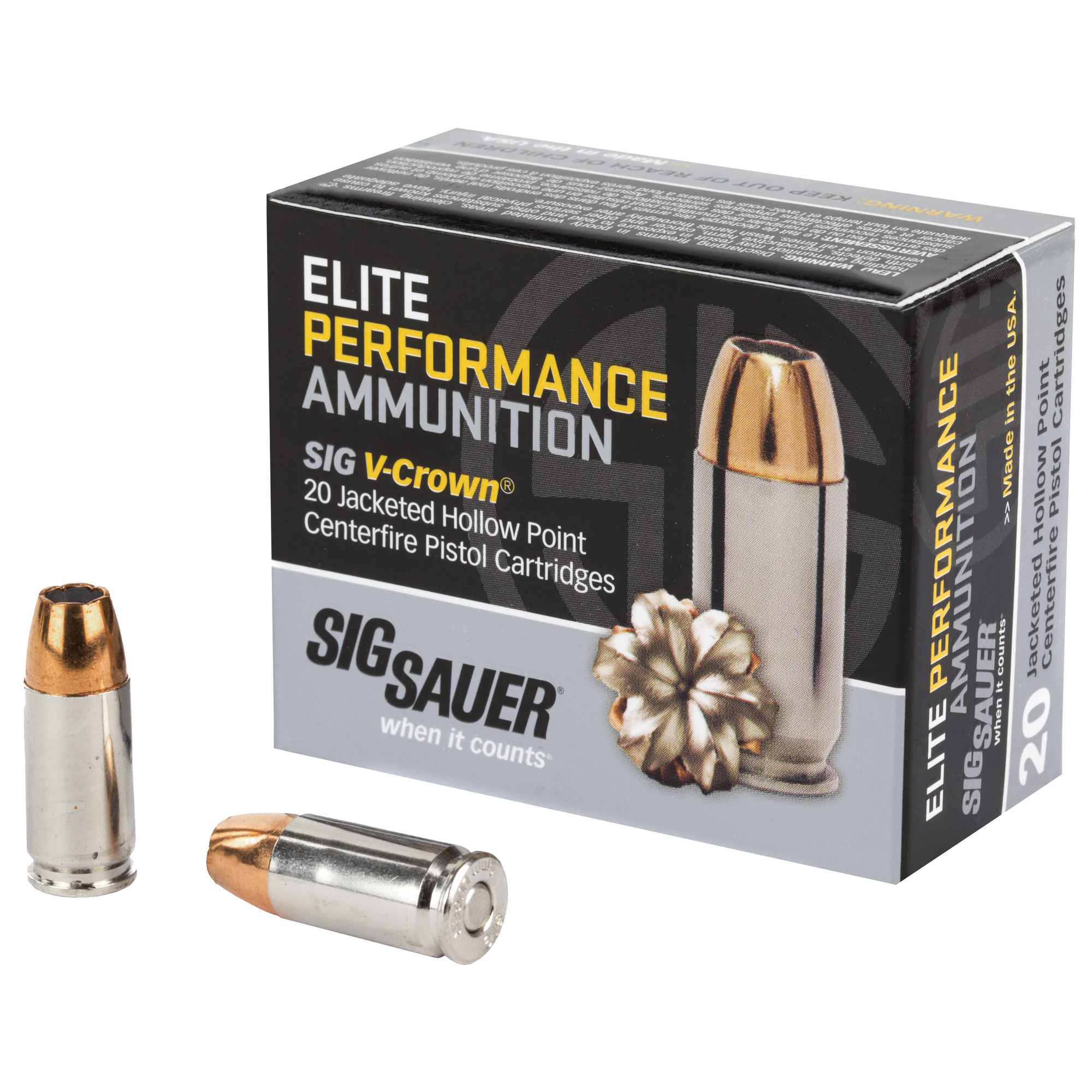 Sig Sauer Elite Performance V-Crown 9mm 124gr Jacketed Hollow Point – 20rd