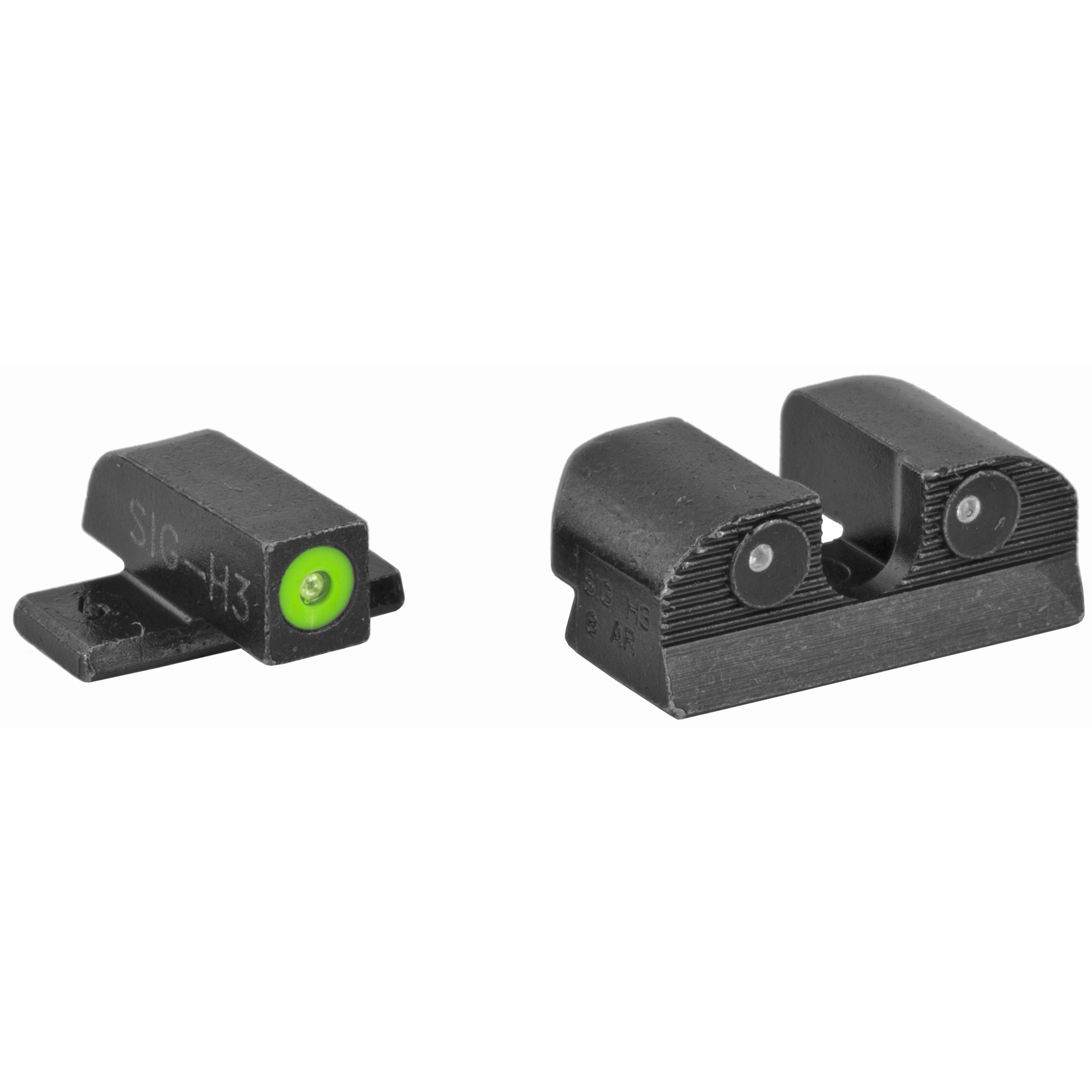 Sig Sauer P220/P226/P227/P938/P320 Full/Compact XRay Round Notch Sight #6 Front, #8 Rear – Green, White Outline