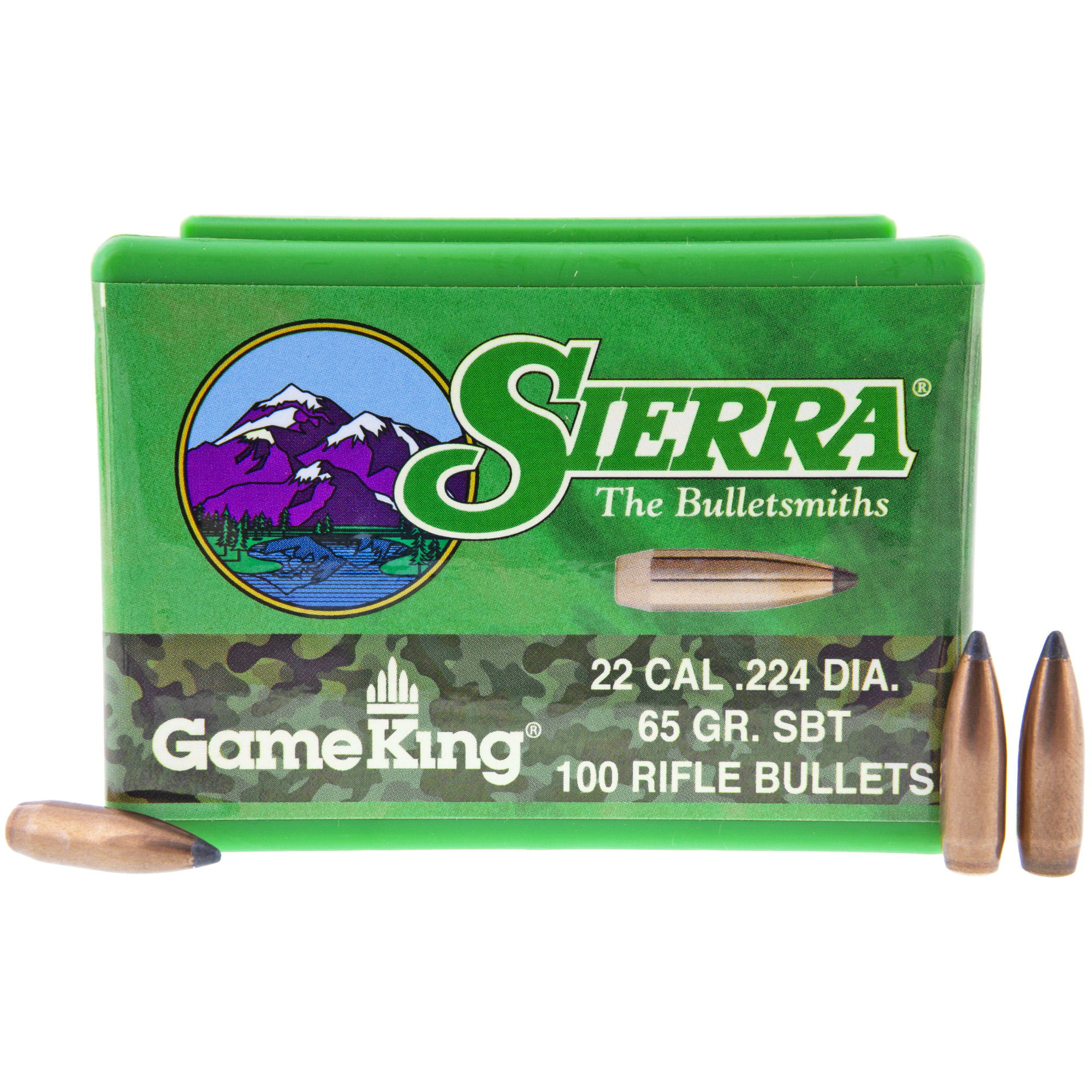 Sierra Bullets GameKing 22 Caliber .224 65gr Lead and Copper Spitzer Boat Tail – 100