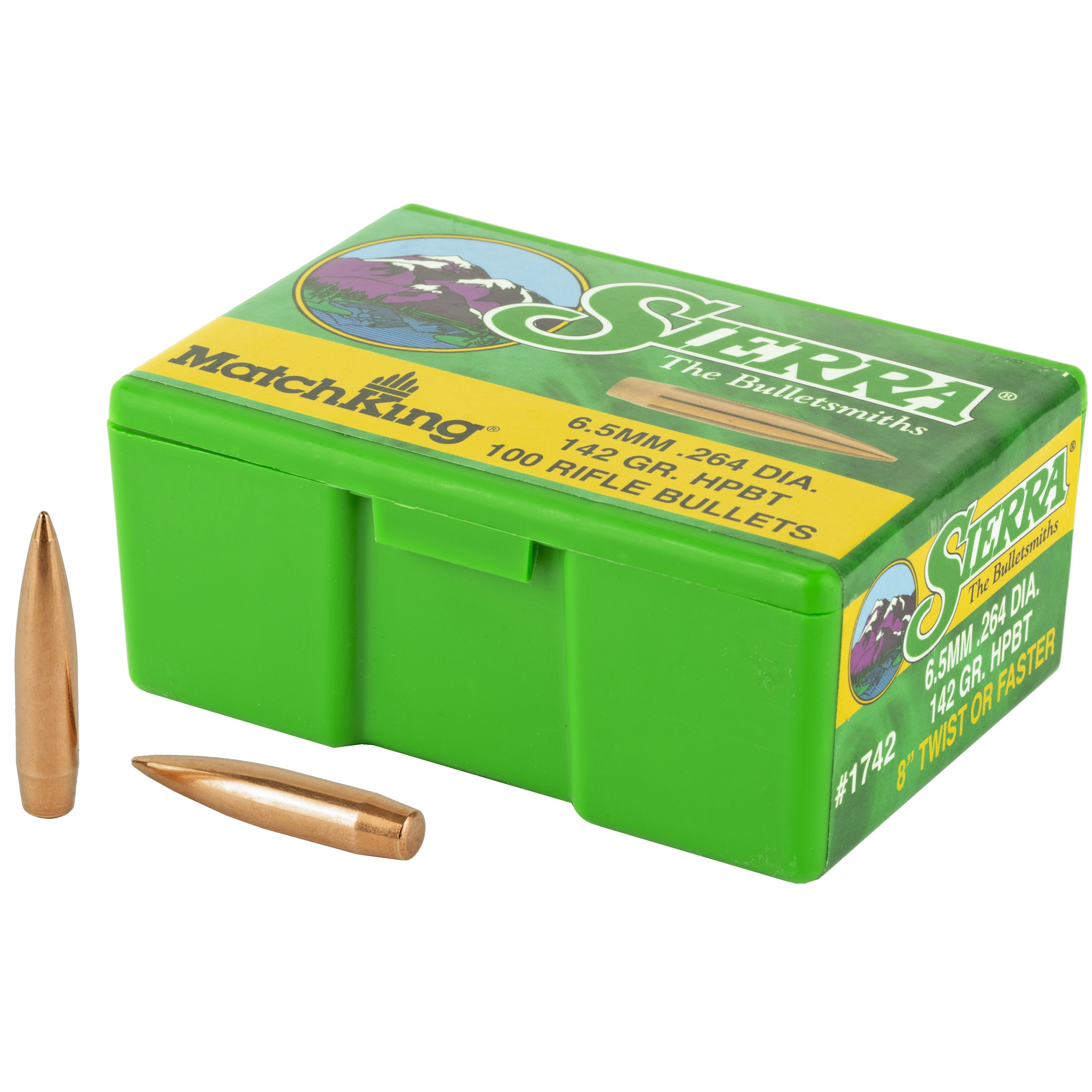 Sierra Bullets MatchKing 6.5MM .264 142gr Lead and Copper Boat Tail Hollow Point – 100