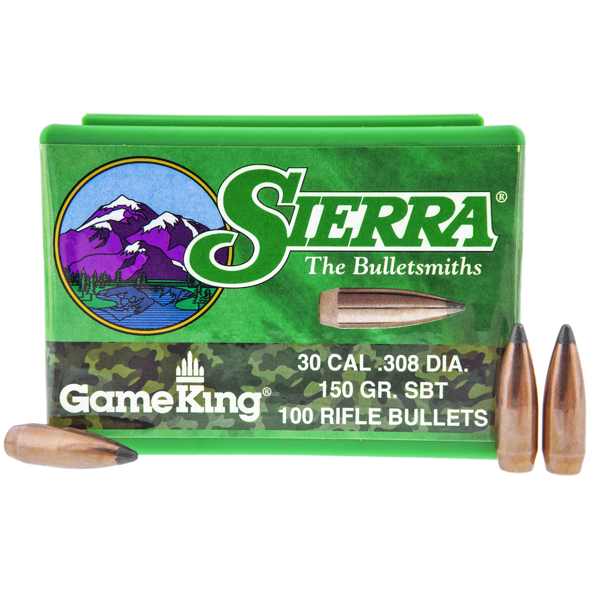 Sierra Bullets GameKing 30 Caliber .308 150gr Lead and Copper Spitzer Boat Tail – 100