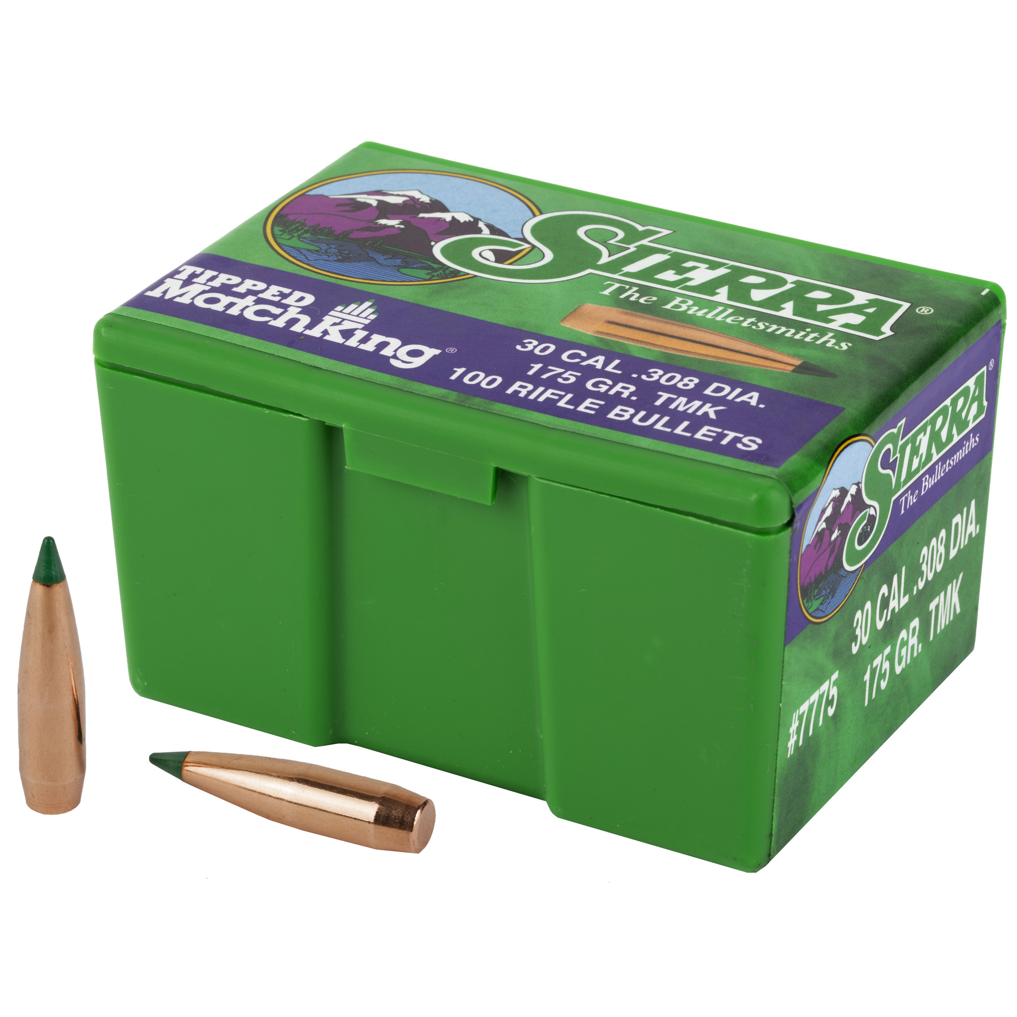 Sierra Bullets Tipped MatchKing 30 Caliber .308 175gr Lead and Copper Ballistic Tip – 100