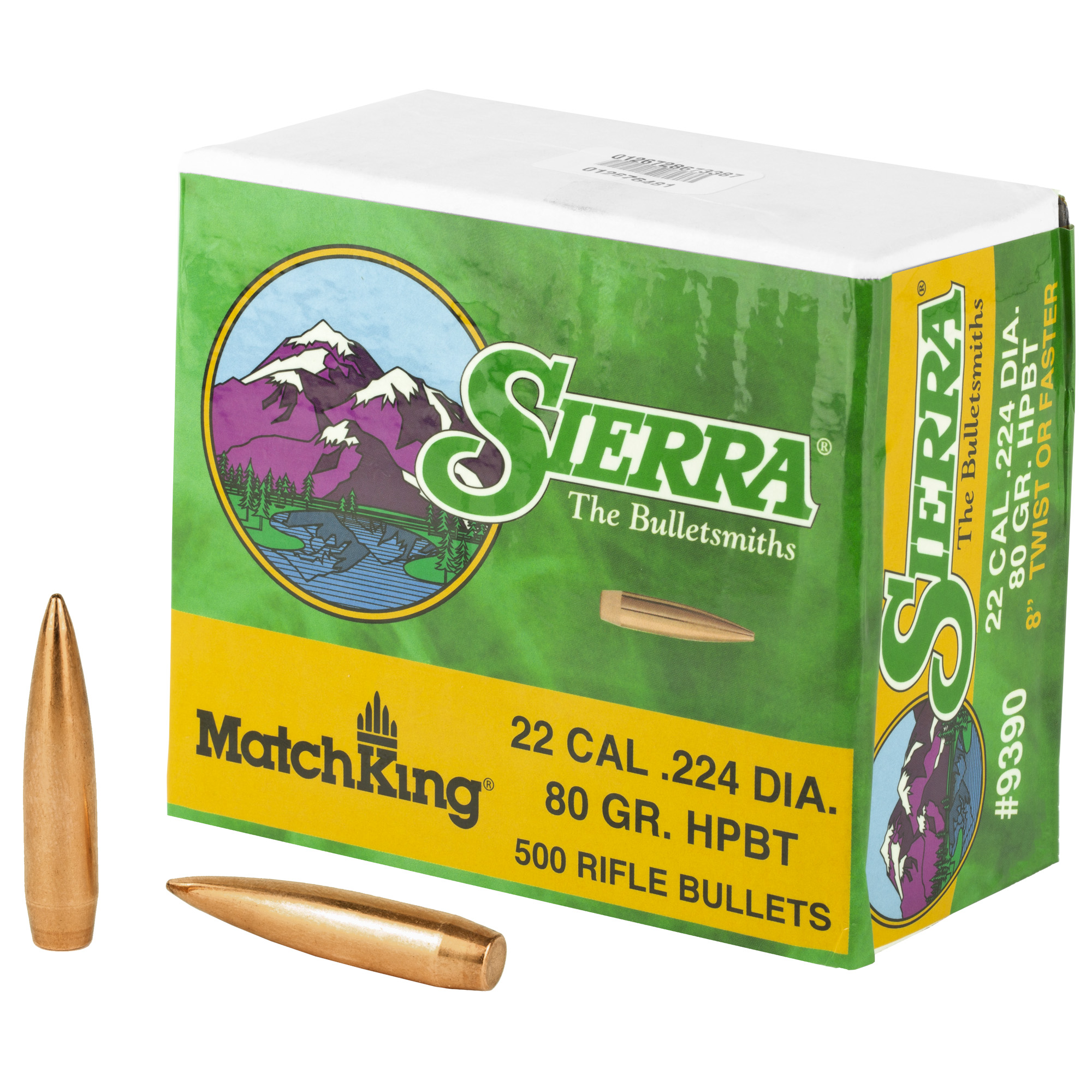 Sierra Bullets MatchKing 22 Caliber .224 80gr Lead and Copper Boat Tail Hollow Point – 500