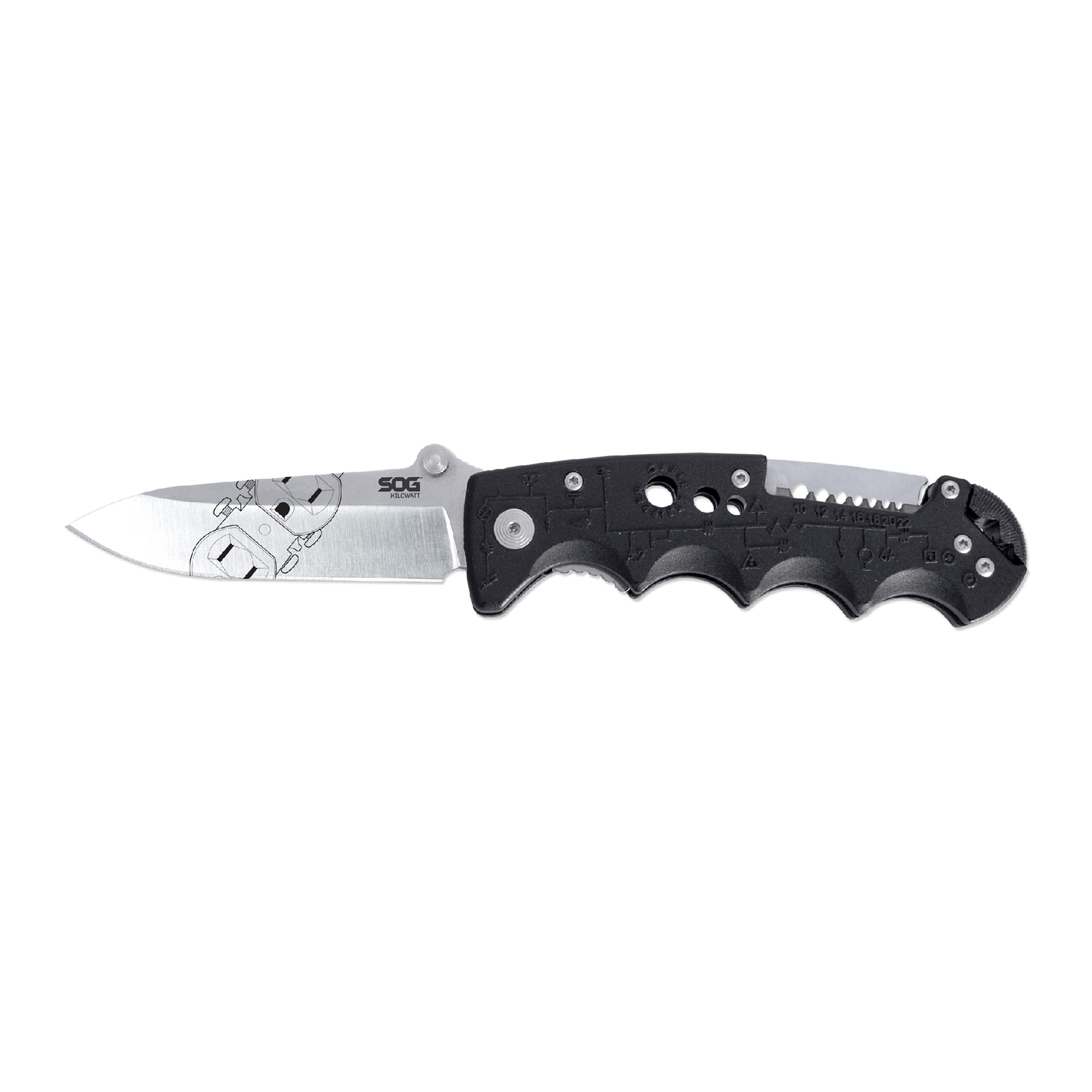 SOG Knives & Tools Kilowatt Glass Reinforced Nylon AUS 8 Folding Knife 3.4″ – Silver