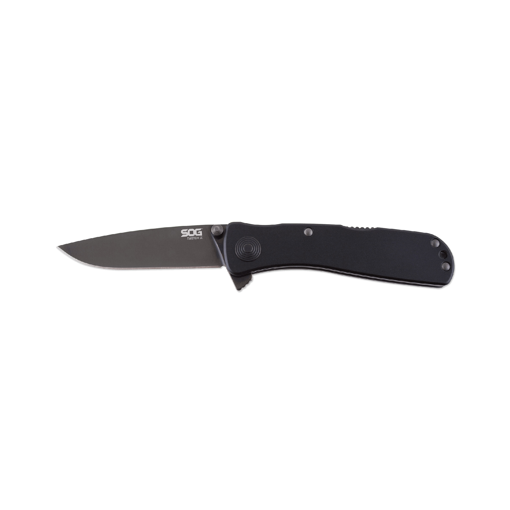 SOG Knives & Tools Twitch II Hardcased Black TiNi AUS 8 Folding Knife 2.65″ – Black