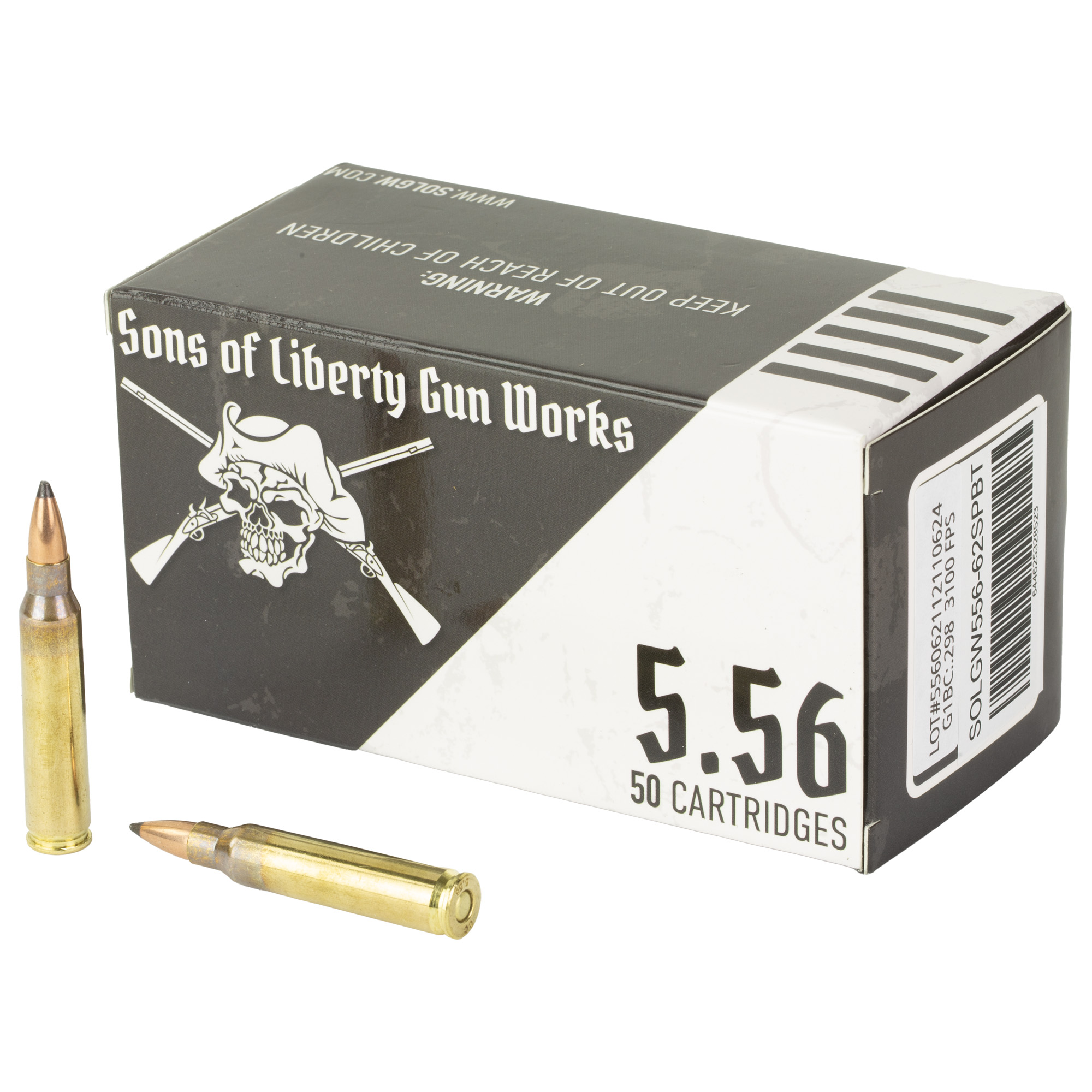 Sons of Liberty Gun Works (SOLGW) 556 5.56 NATO 62gr Soft Point – 50rd