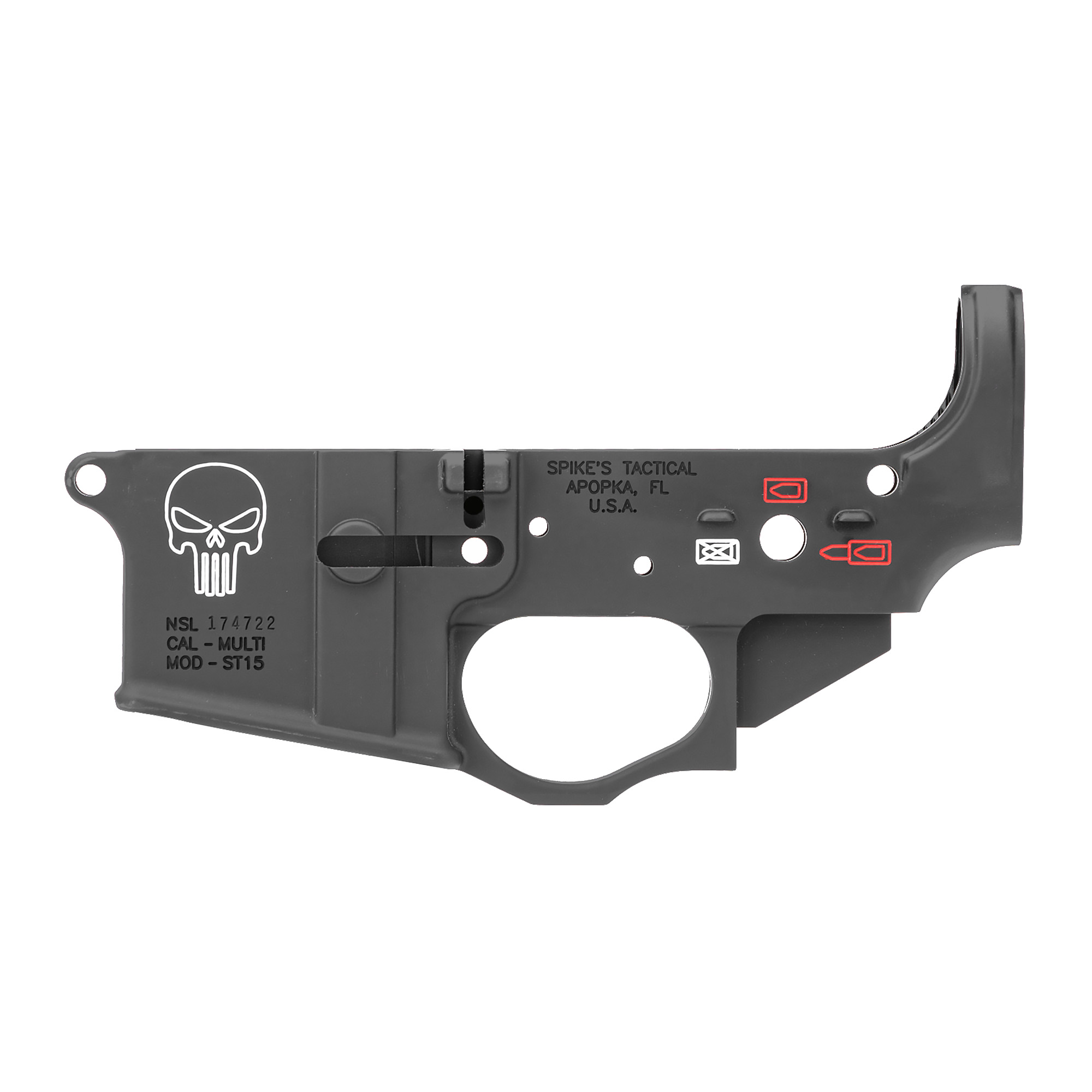 Spike’s Tactical STLS015 Punisher Stripped Lower Receiver Multi – Black