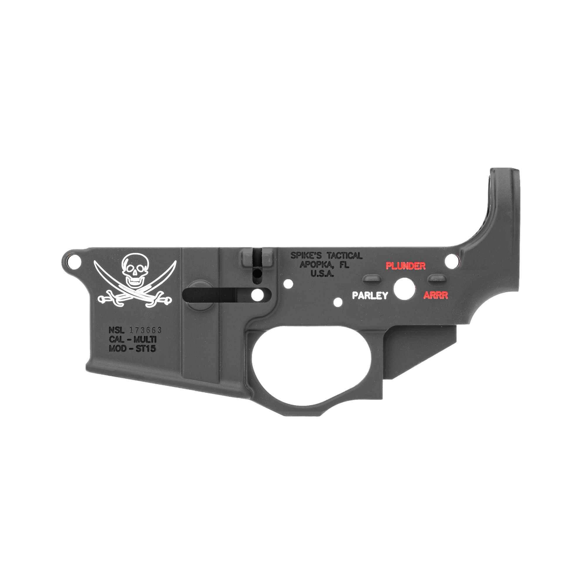 Spike’s Tactical STLS016 Calico Jack Stripped Lower Receiver 223 Remington 556NATO – Black