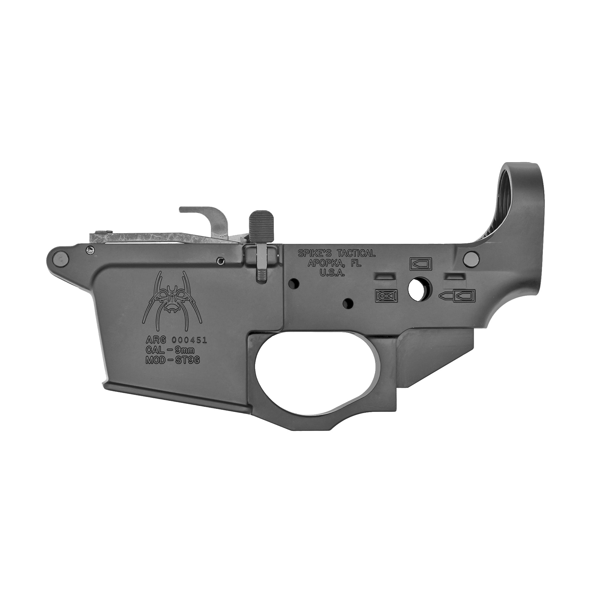 Spike’s Tactical 9mm Glock Style with Spider Logo Stripped Lower Receiver – Black