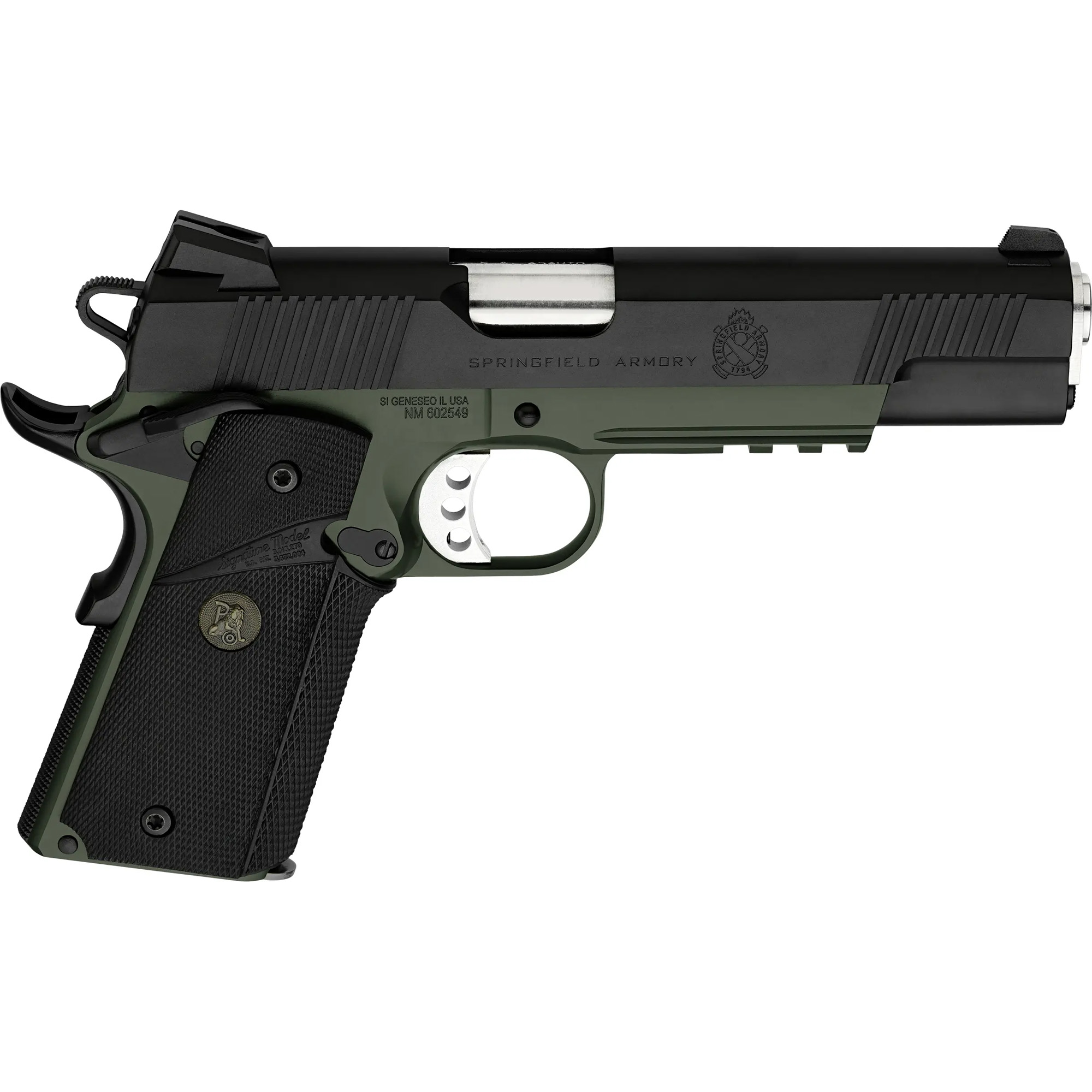 Springfield Operator 1911 5″ 45 ACP 7rd Tritium Night Sights – Olive Drab Green, Black