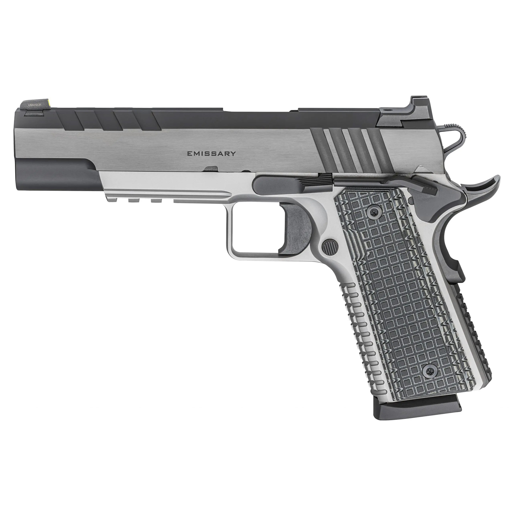 Springfield Emissary 1911 5″ 45 ACP 8rd Fixed Night Sights – Black, Silver