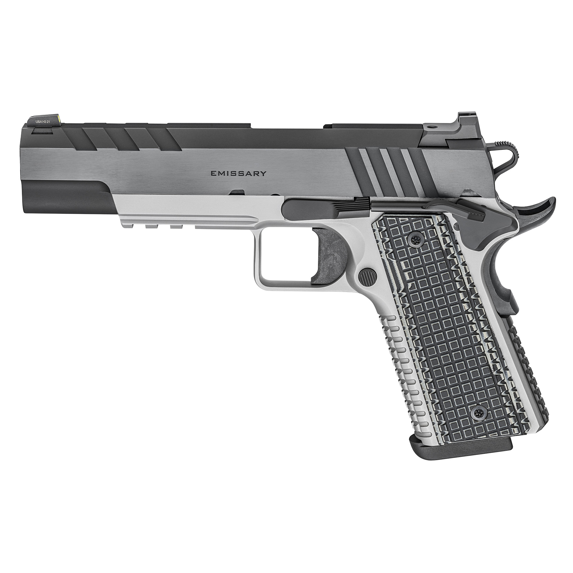 Springfield Emissary 1911 5″ 9mm 9rd Tritium Night Sights – Black, Silver