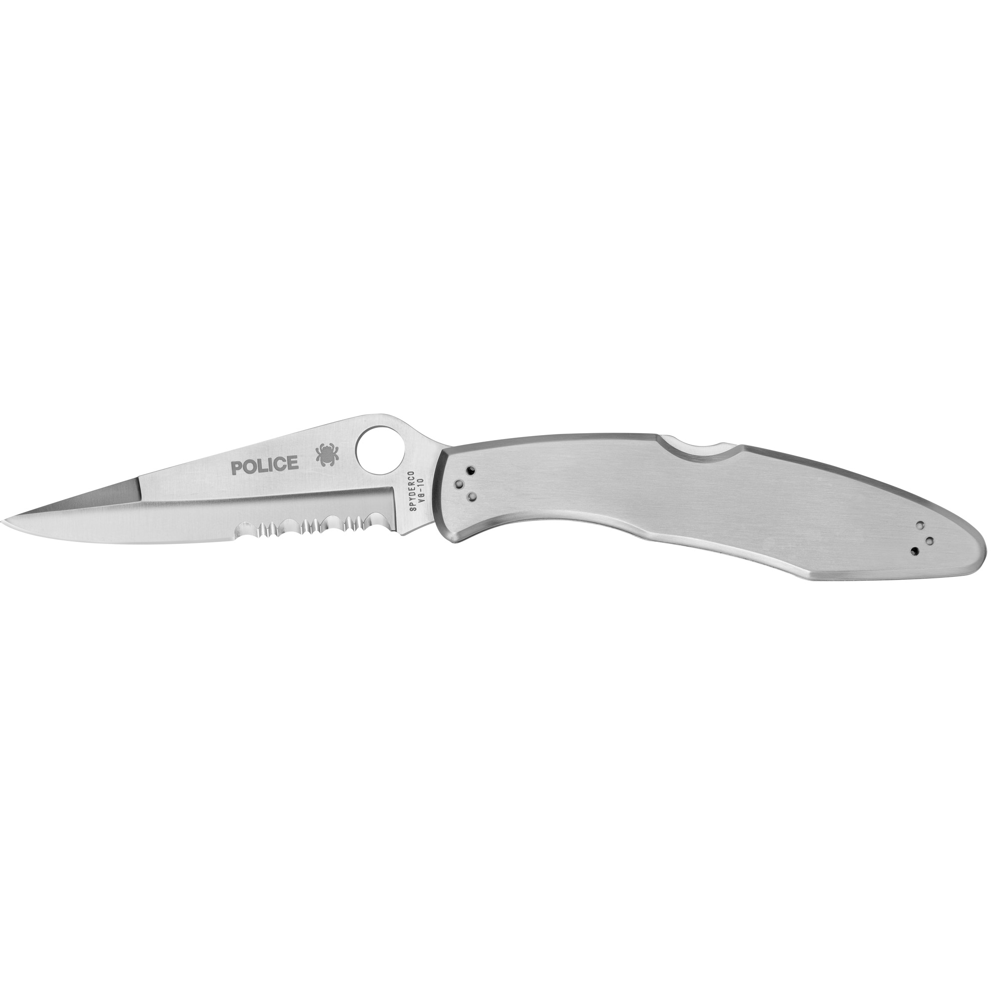 Spyderco Police VG-10 Folding Knife 4.125″ – Silver