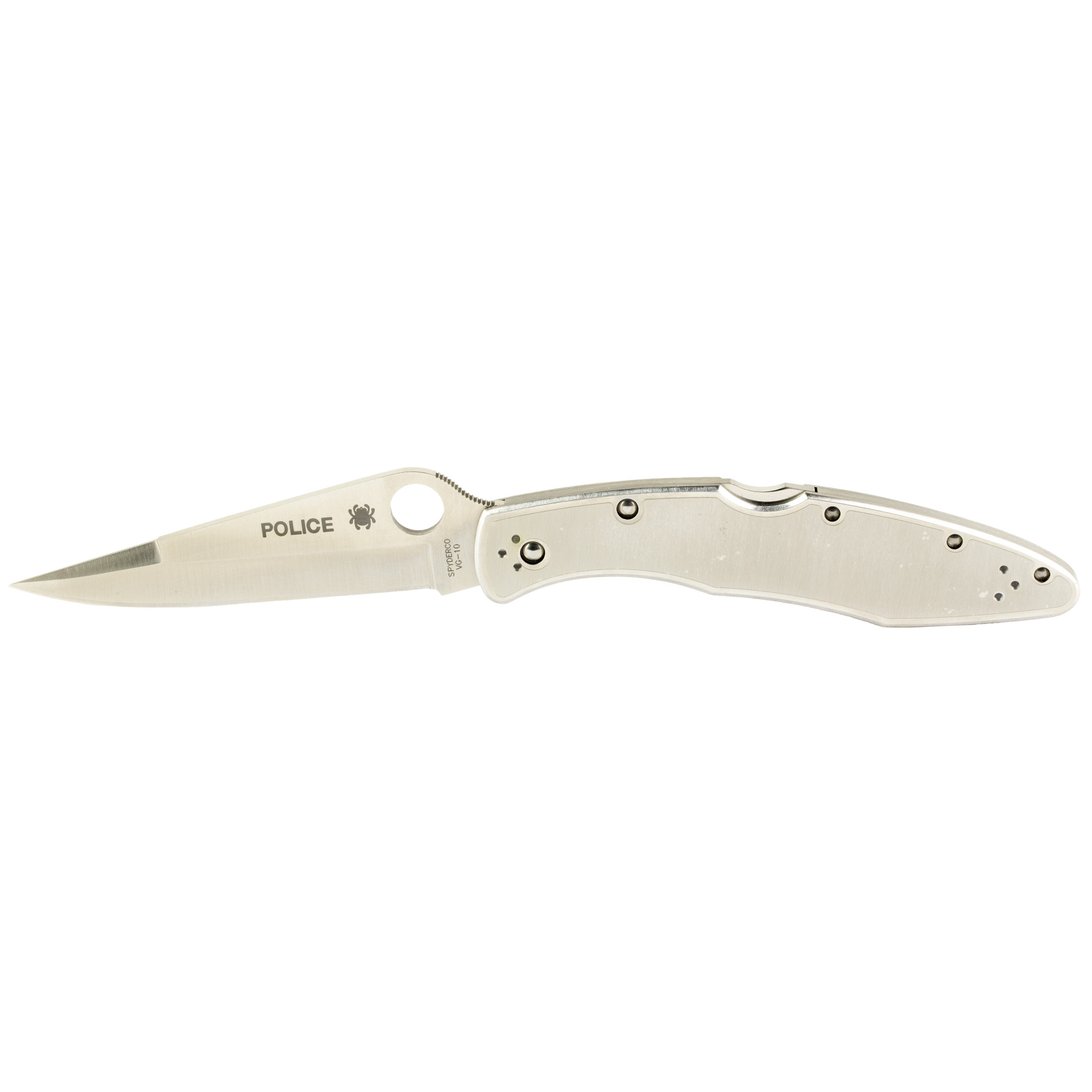 Spyderco Police VG-10 Folding Knife 4.125″ – Silver