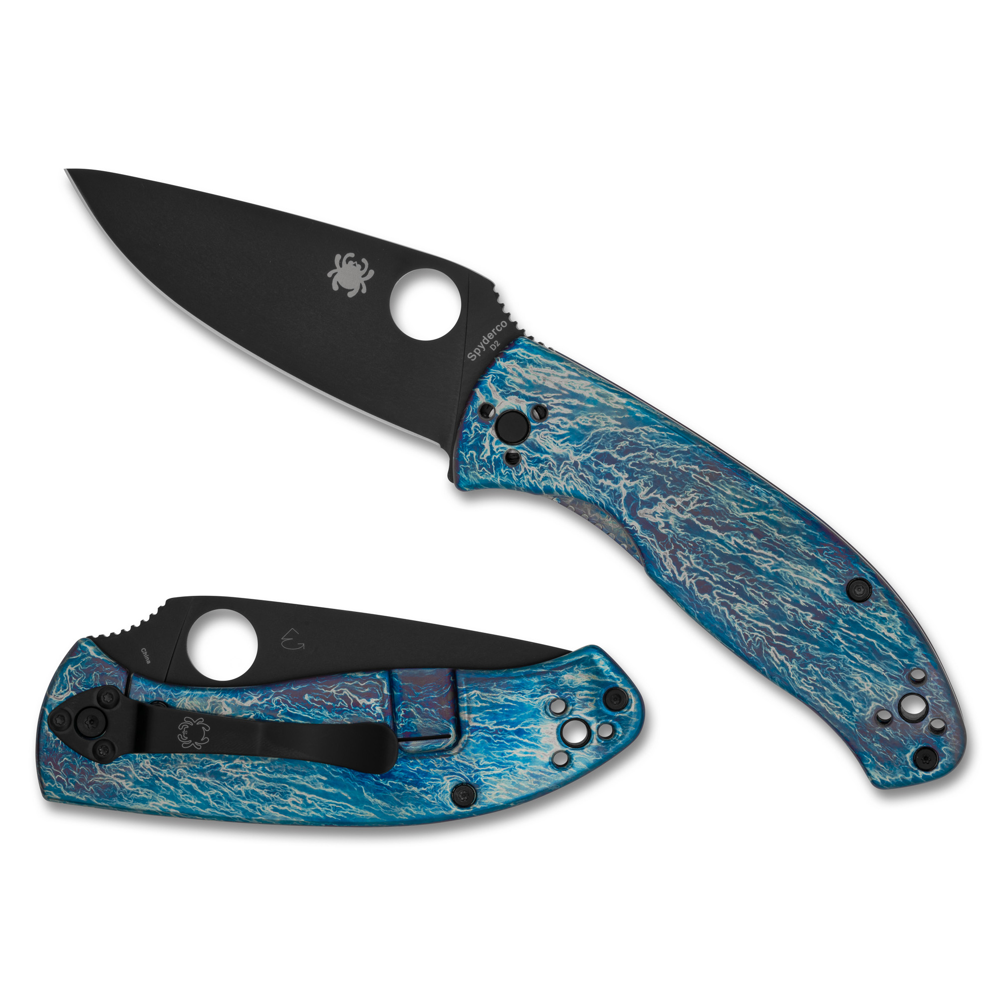 Spyderco Tenacious D2 Folding Knife 3.35″ – Black, Blue