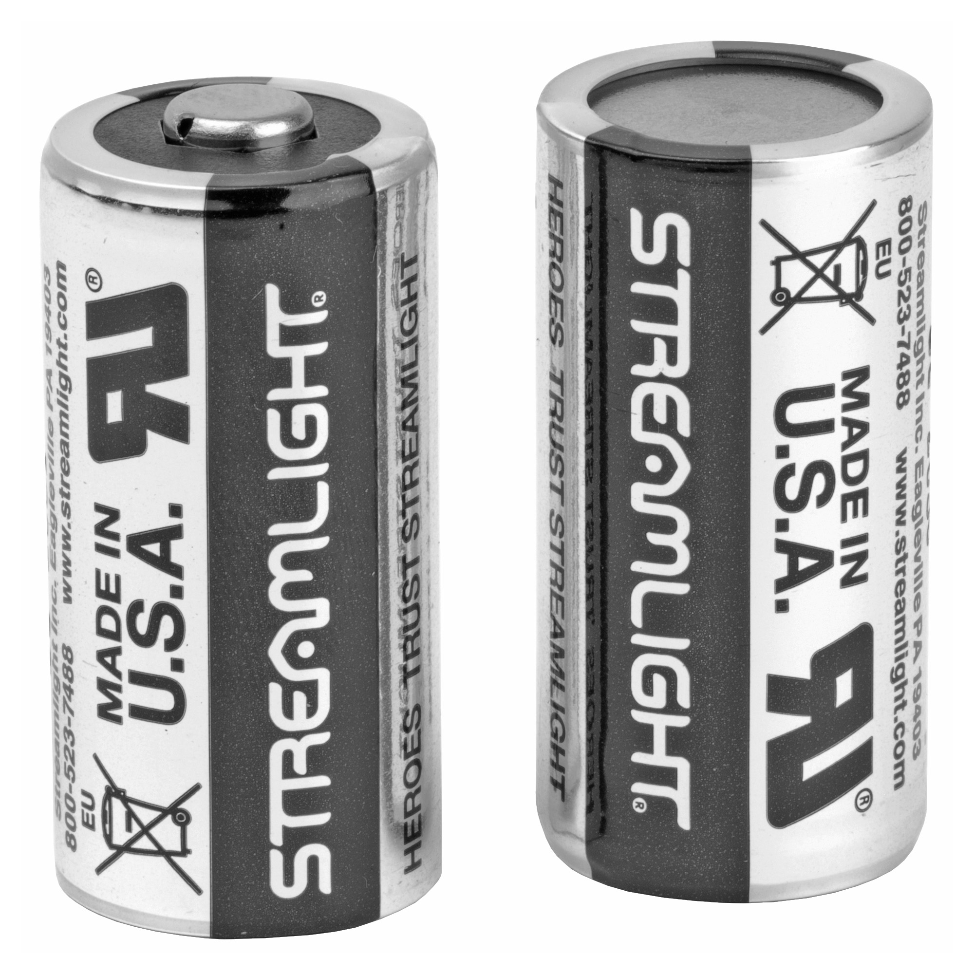 Streamlight 3V Lithium CR123 Battery – 2/Pack – Silver, Black