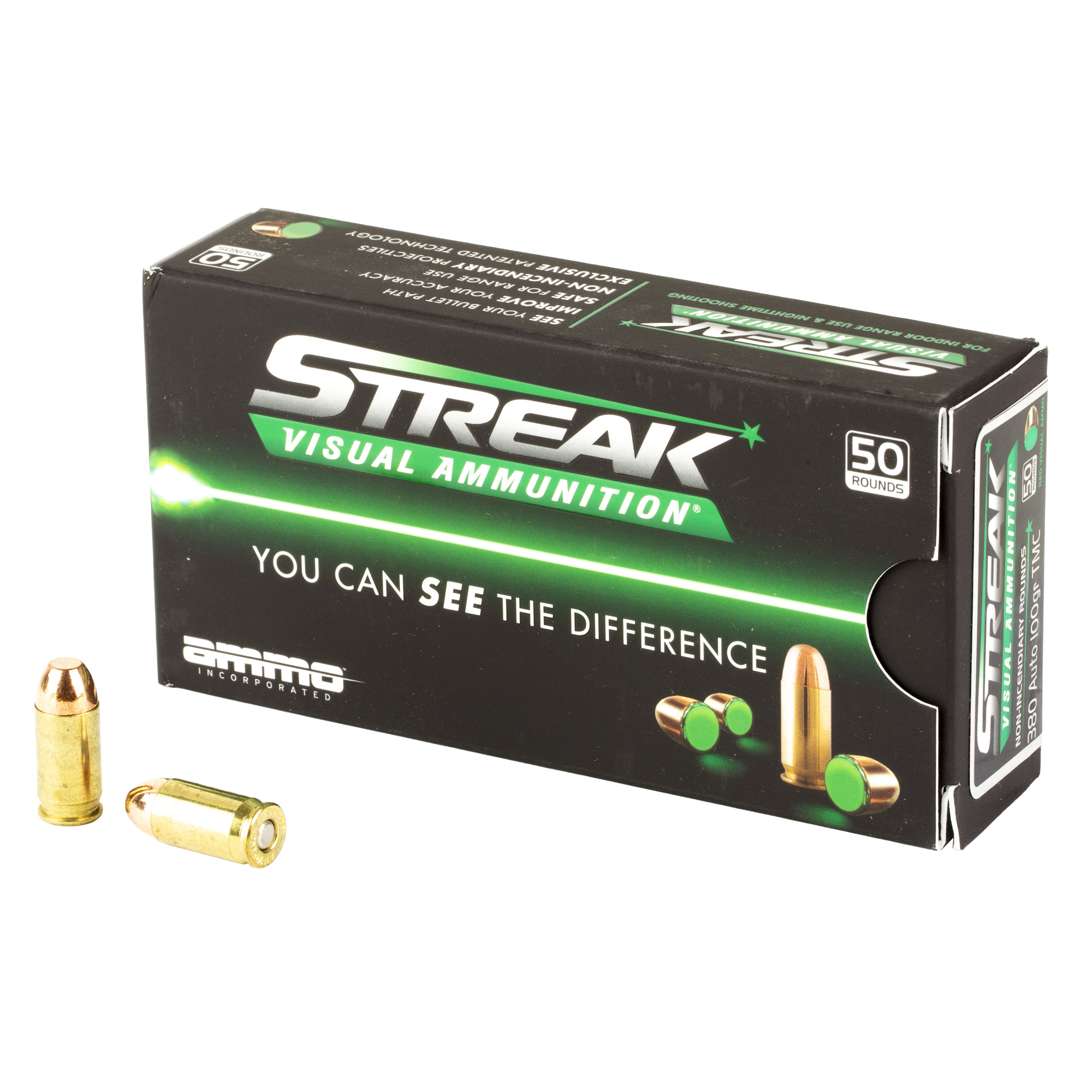 STREAK Streak Target 380 ACP Non-Incendiary Tracer 100gr Total Metal Coating – 50rd