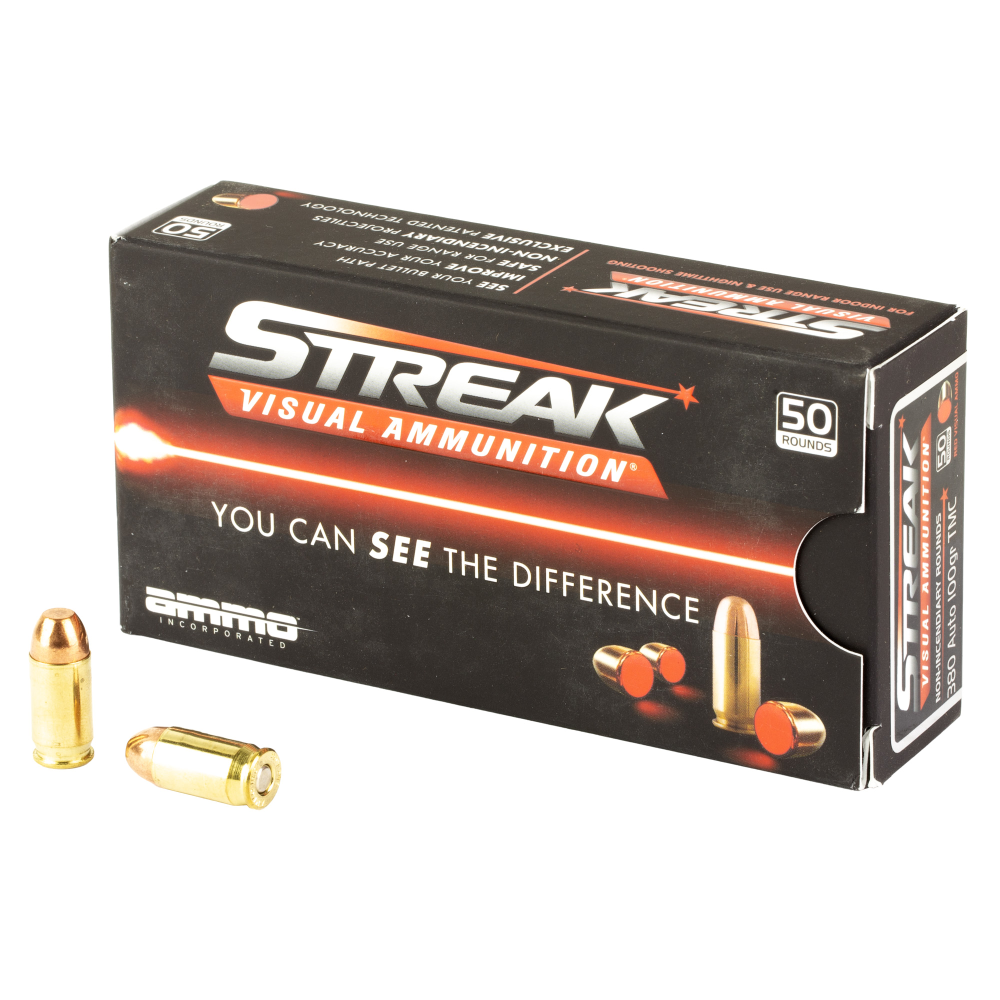 STREAK Streak Target 380 ACP Non-Incendiary Tracer 100gr Total Metal Coating – 50rd