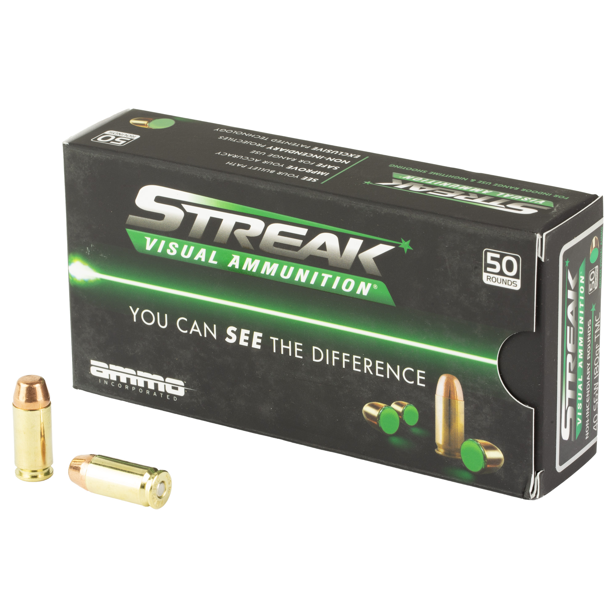 STREAK Streak Target 40 S&W Non-Incendiary Tracer 180gr Total Metal Coating – 50rd