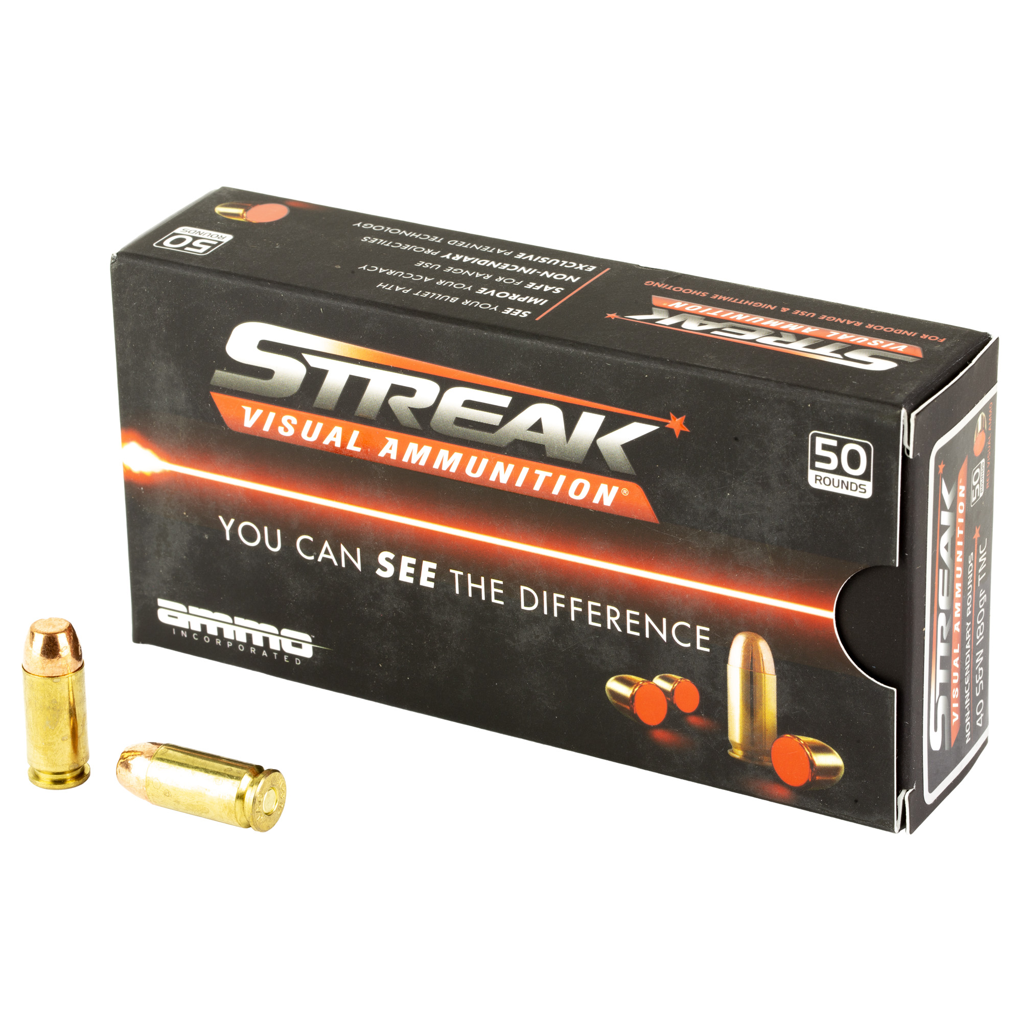 STREAK Streak Target 40 S&W Non-Incendiary Tracer 180gr Total Metal Coating – 50rd