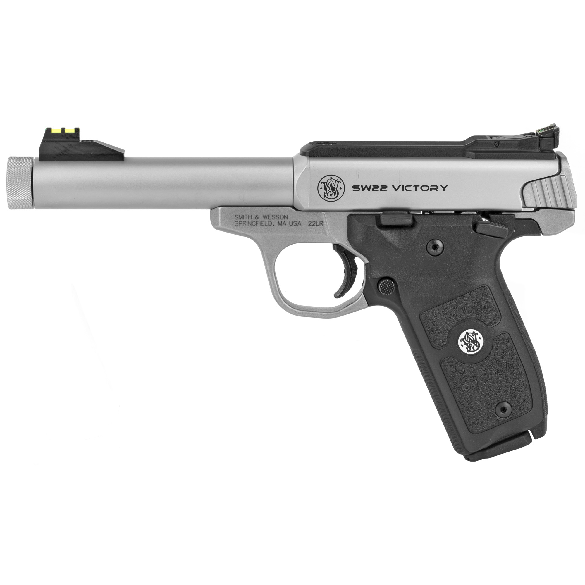 Smith & Wesson Victory Single Action 5.5″ 22 LR 10rd Adjustable Fiber Optic – Silver